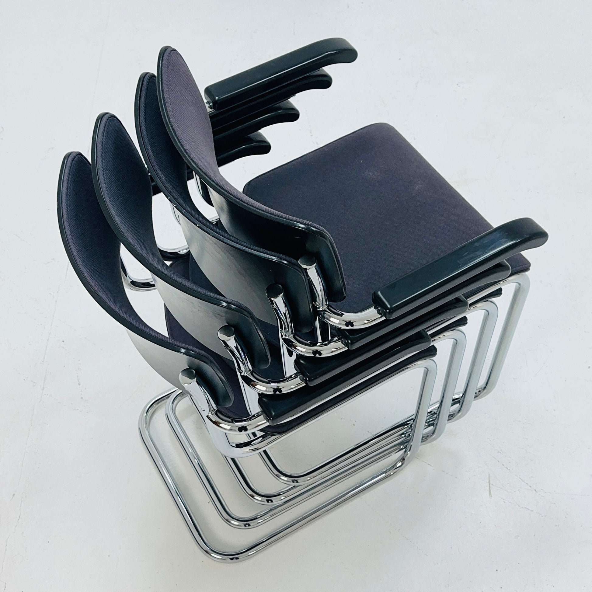 Set of 6 Mid century Bauhaus design armchairs designed by mart stam for Thonet 1980s Germany