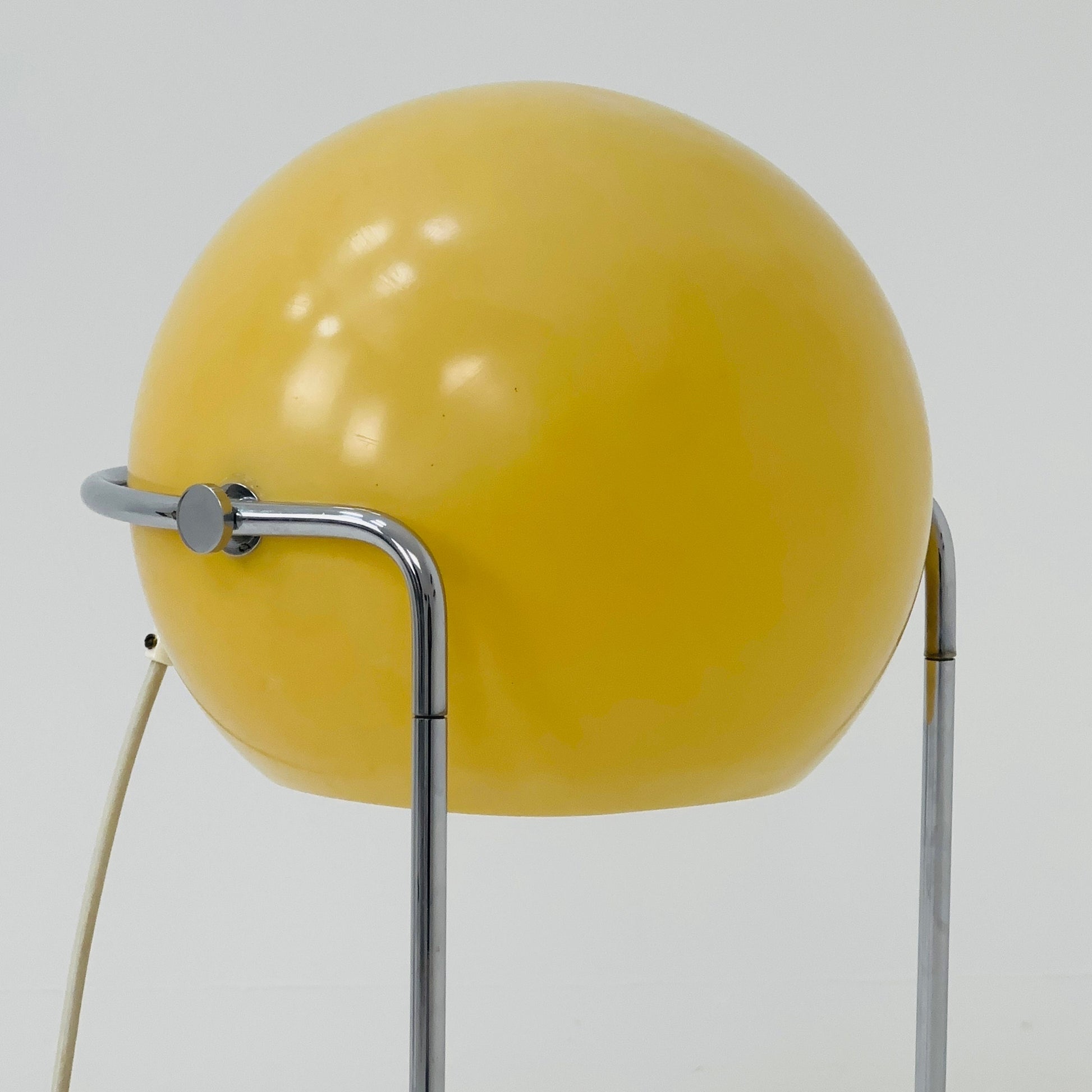 Space age Danish ball table lamp in egg-yolk yellow 1970s
