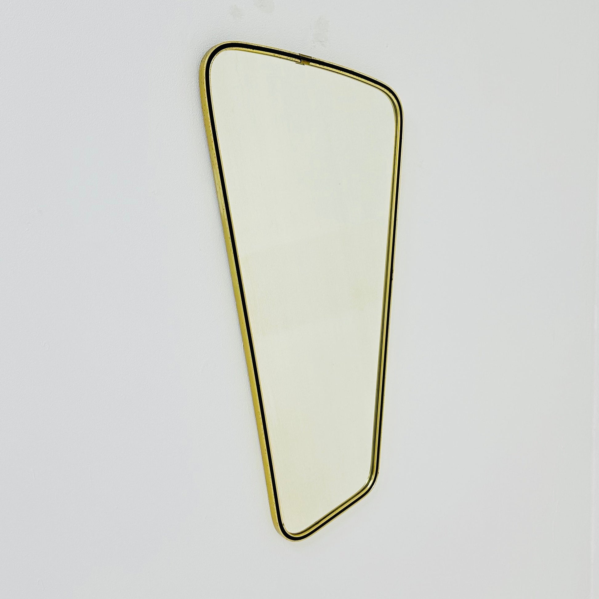 Mid century wall mirror brass framed with black edging 1950s
