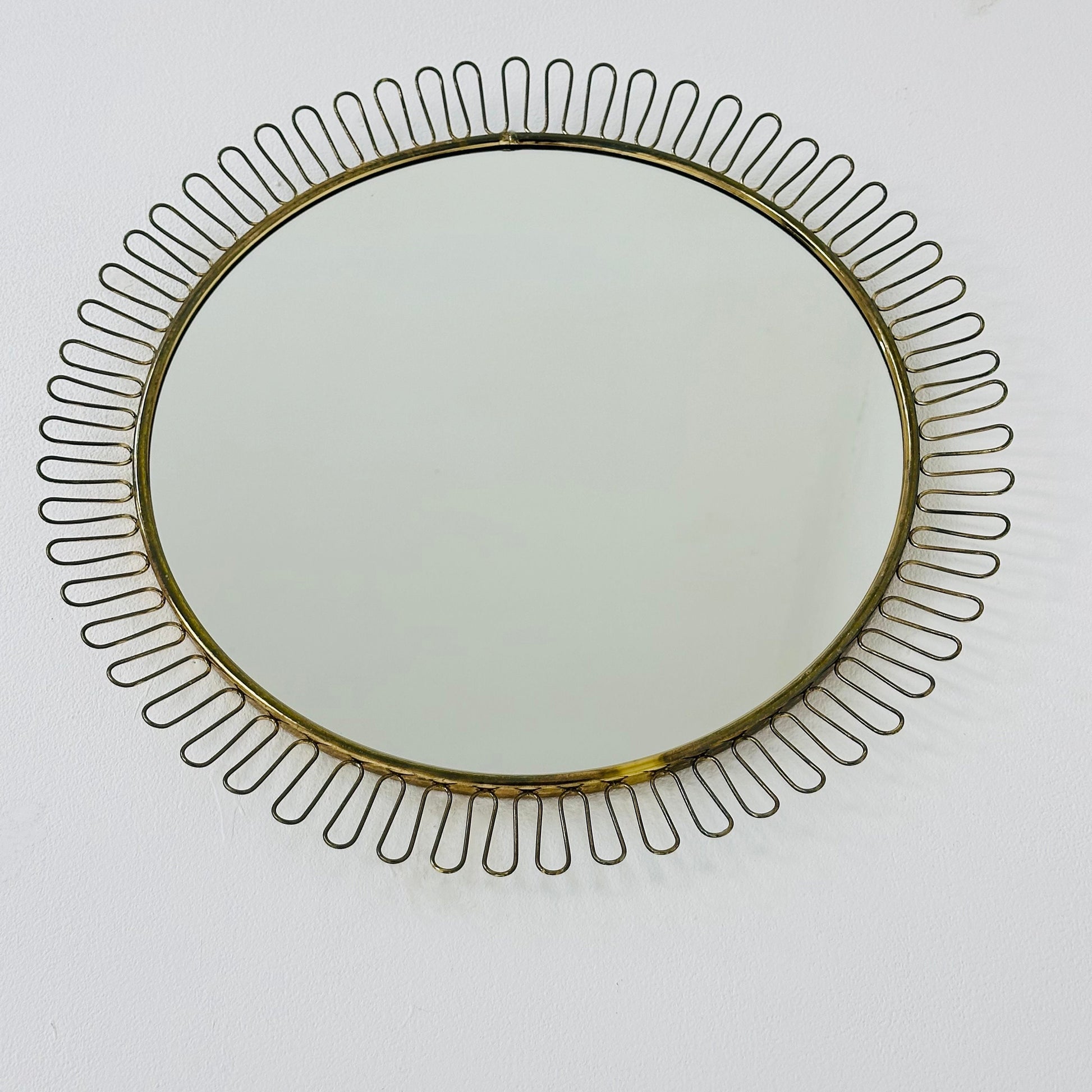 Mid-century wall mirror by Josef Frank Svenskt Tenn, Austria, Sweden, brass, 1950s