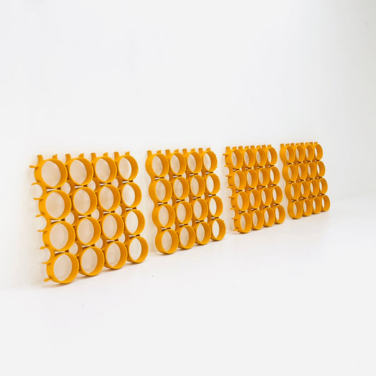 Set of 4 space age Yellow Plastic Wall or Ceiling Panels Switzerland 1970s