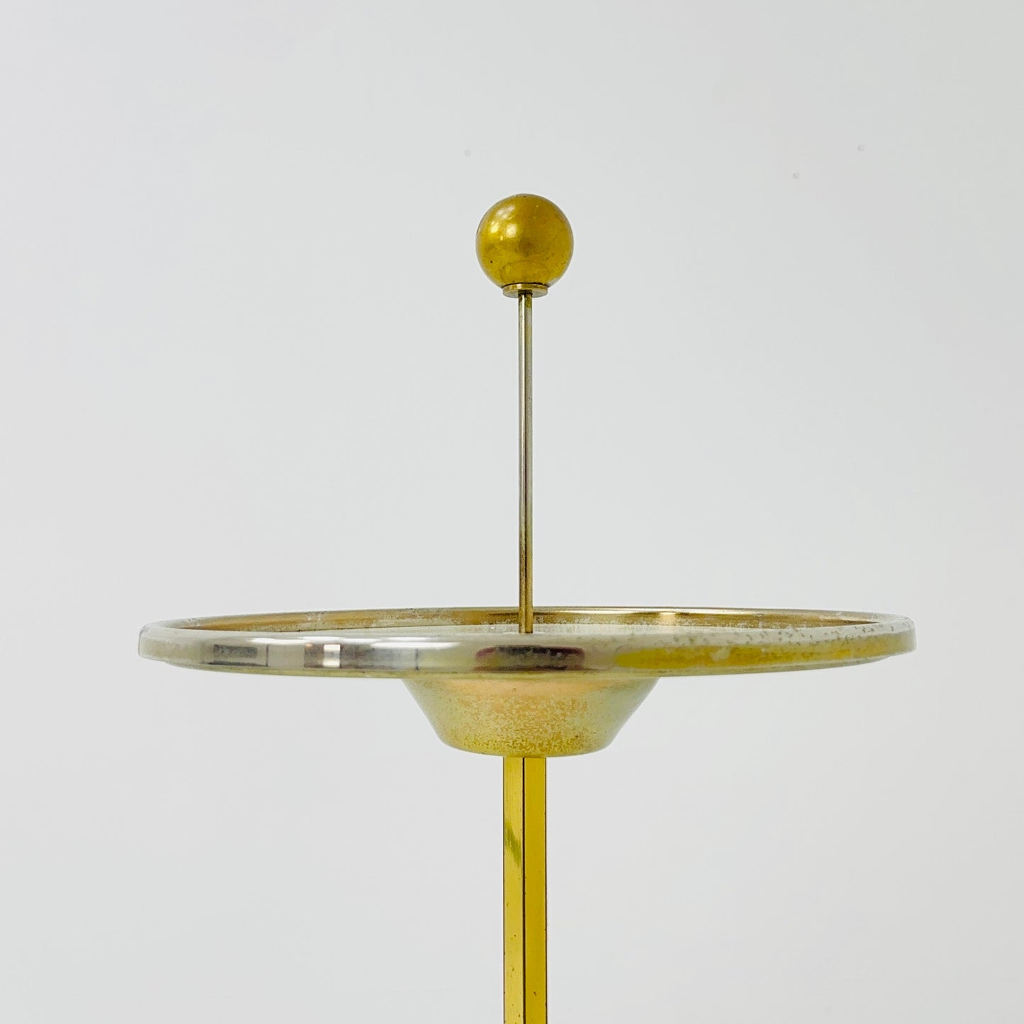 Mid century Side table with brass stand and beige plate - 1950s