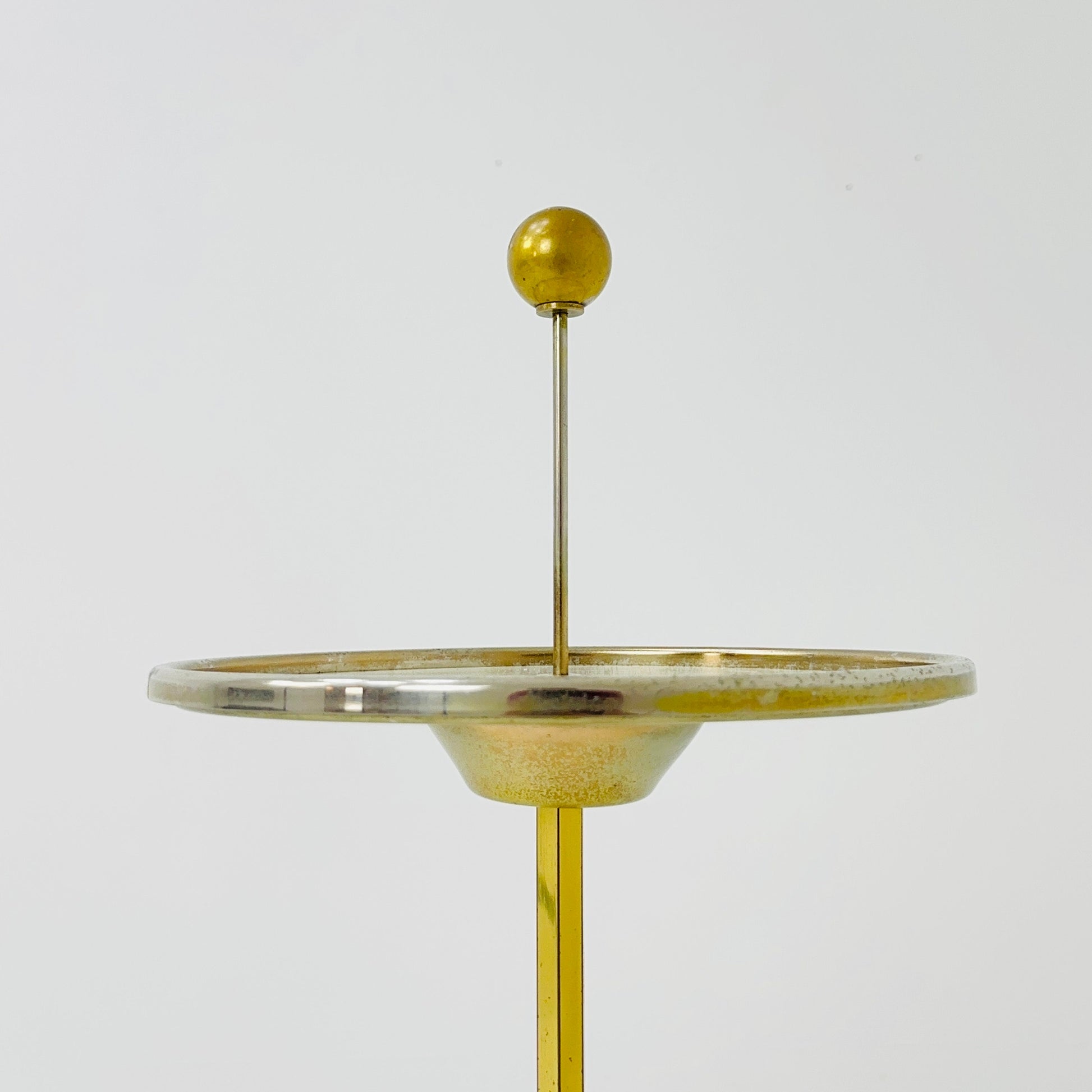 Mid century Side table with brass stand and beige plate - 1950s