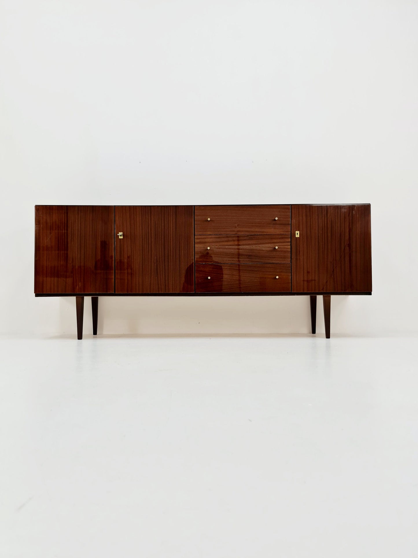Rare Mid Century Modern German Mahogany sideboard model graz by Mann Möbel, 1950s