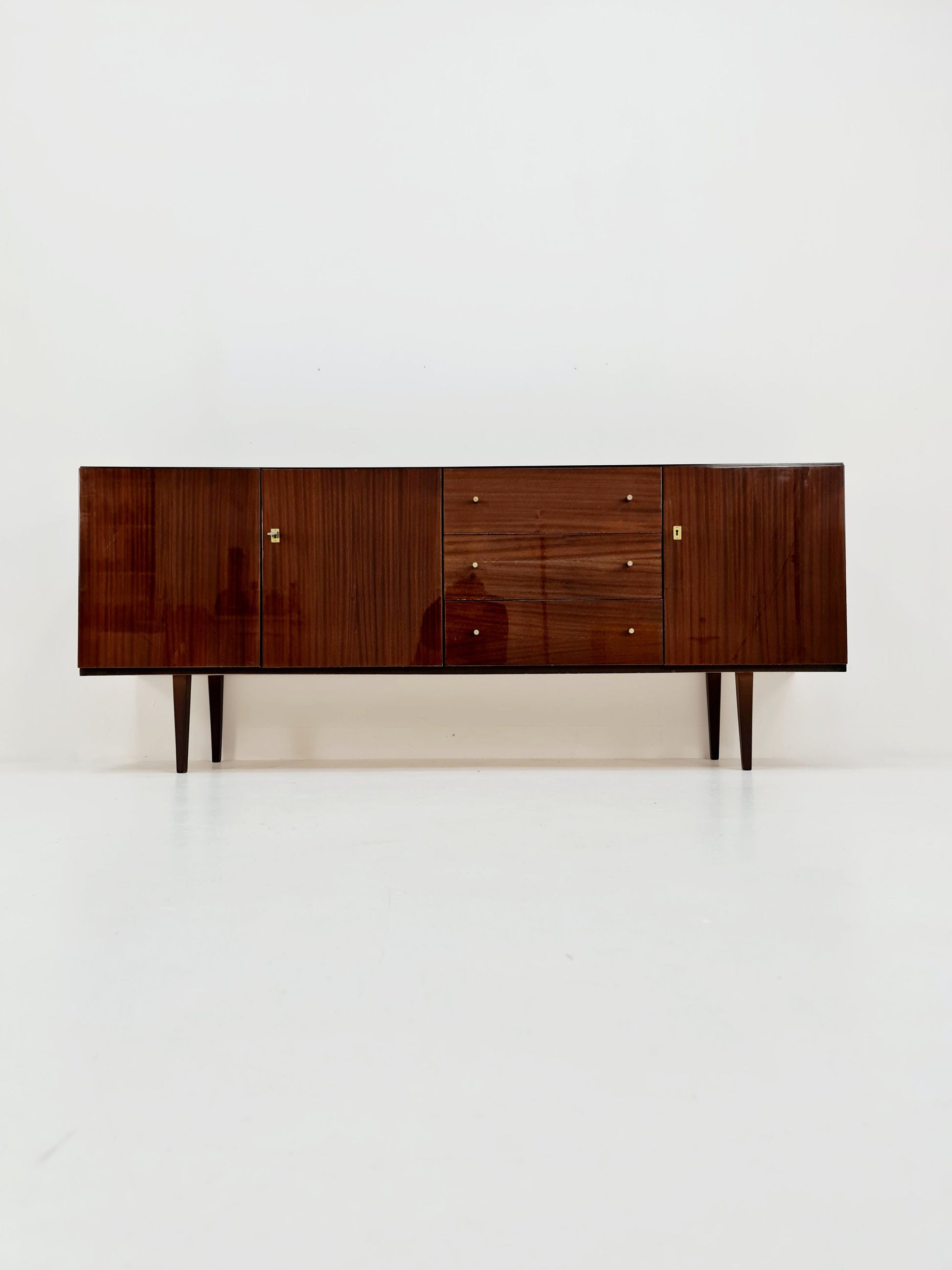 Rare Mid Century Modern German Mahogany sideboard model graz by Mann Möbel, 1950s