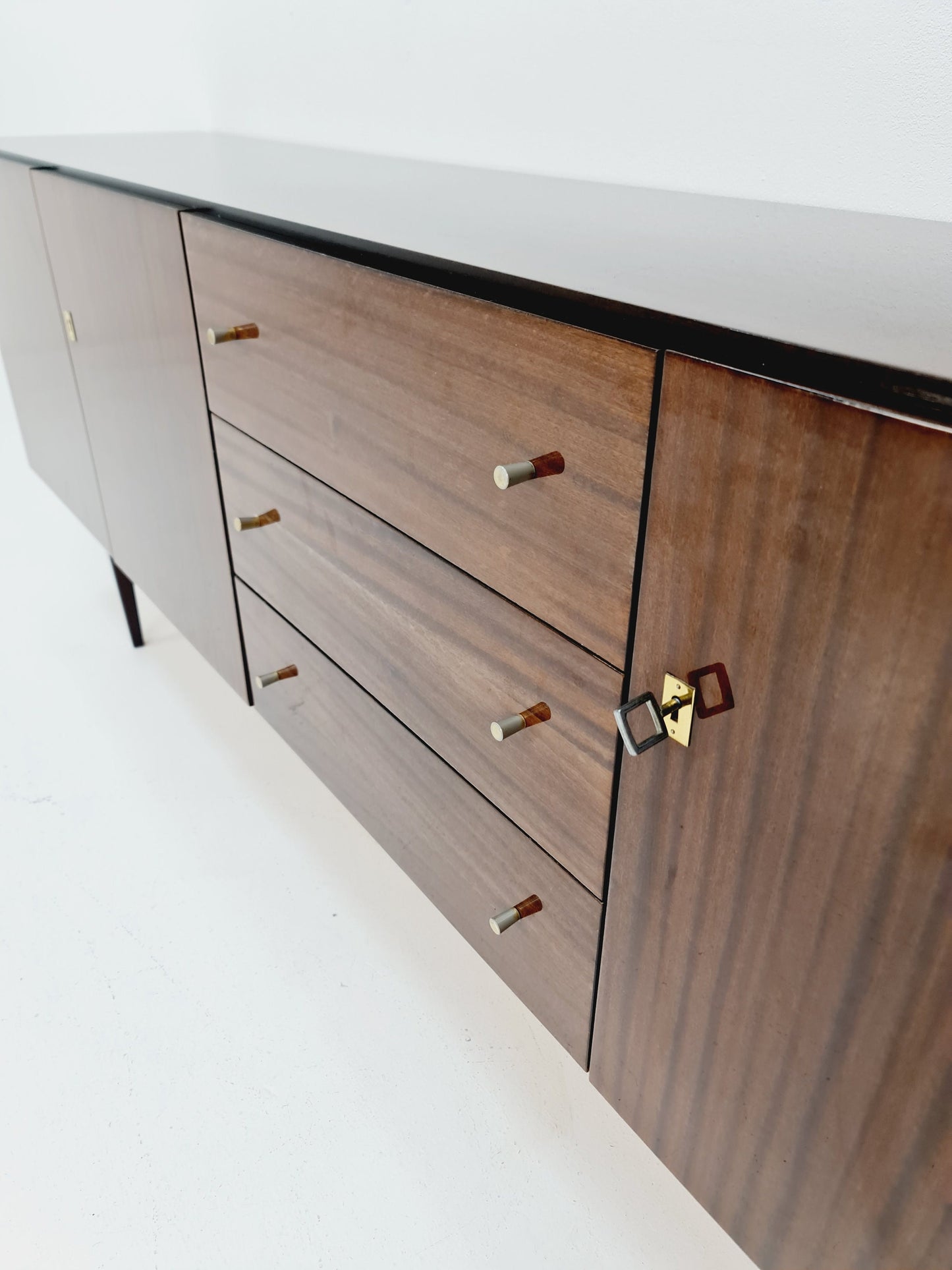 Rare Mid Century Modern German Mahogany sideboard model graz by Mann Möbel, 1950s