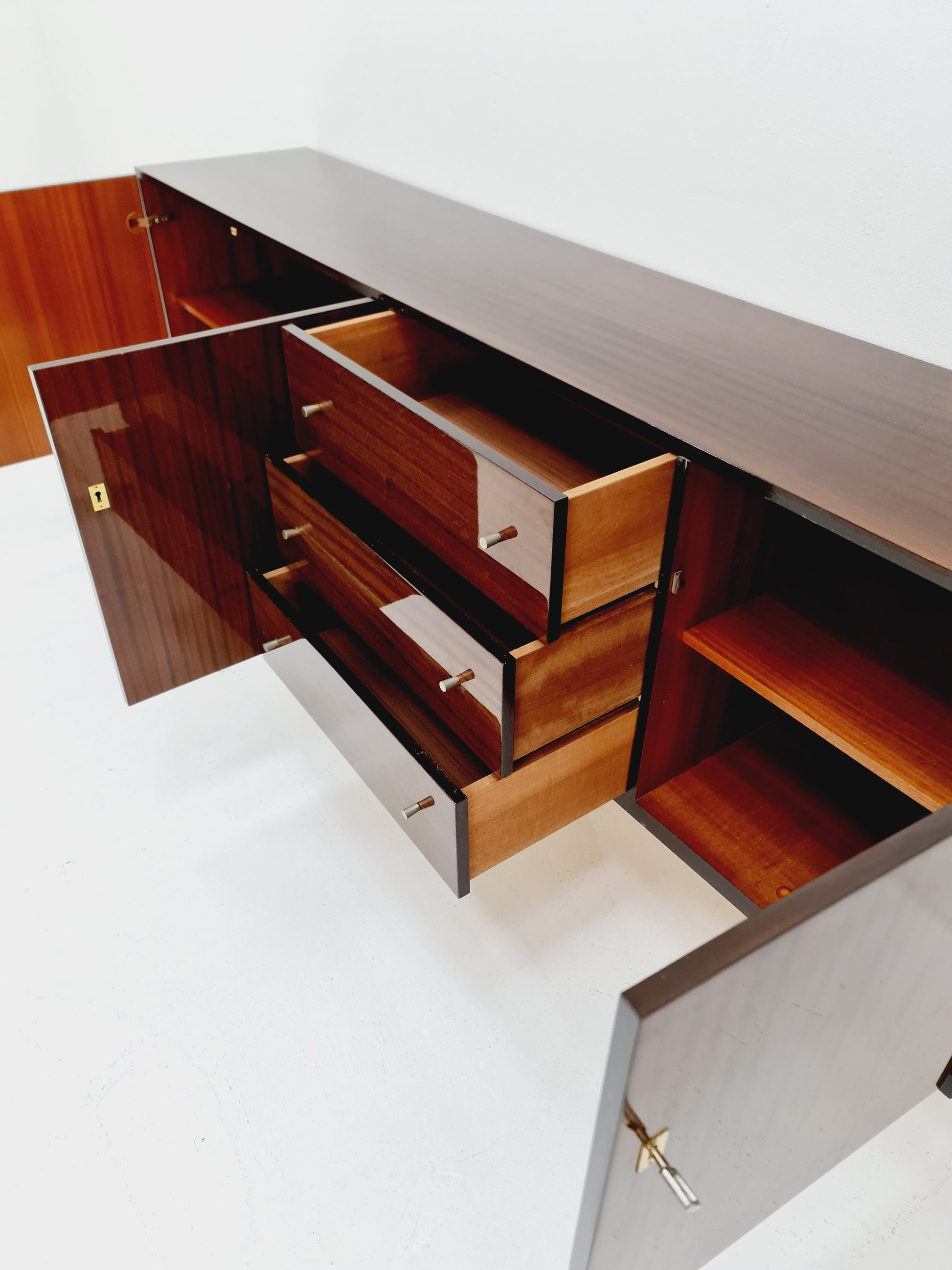 Rare Mid Century Modern German Mahogany sideboard model graz by Mann Möbel, 1950s