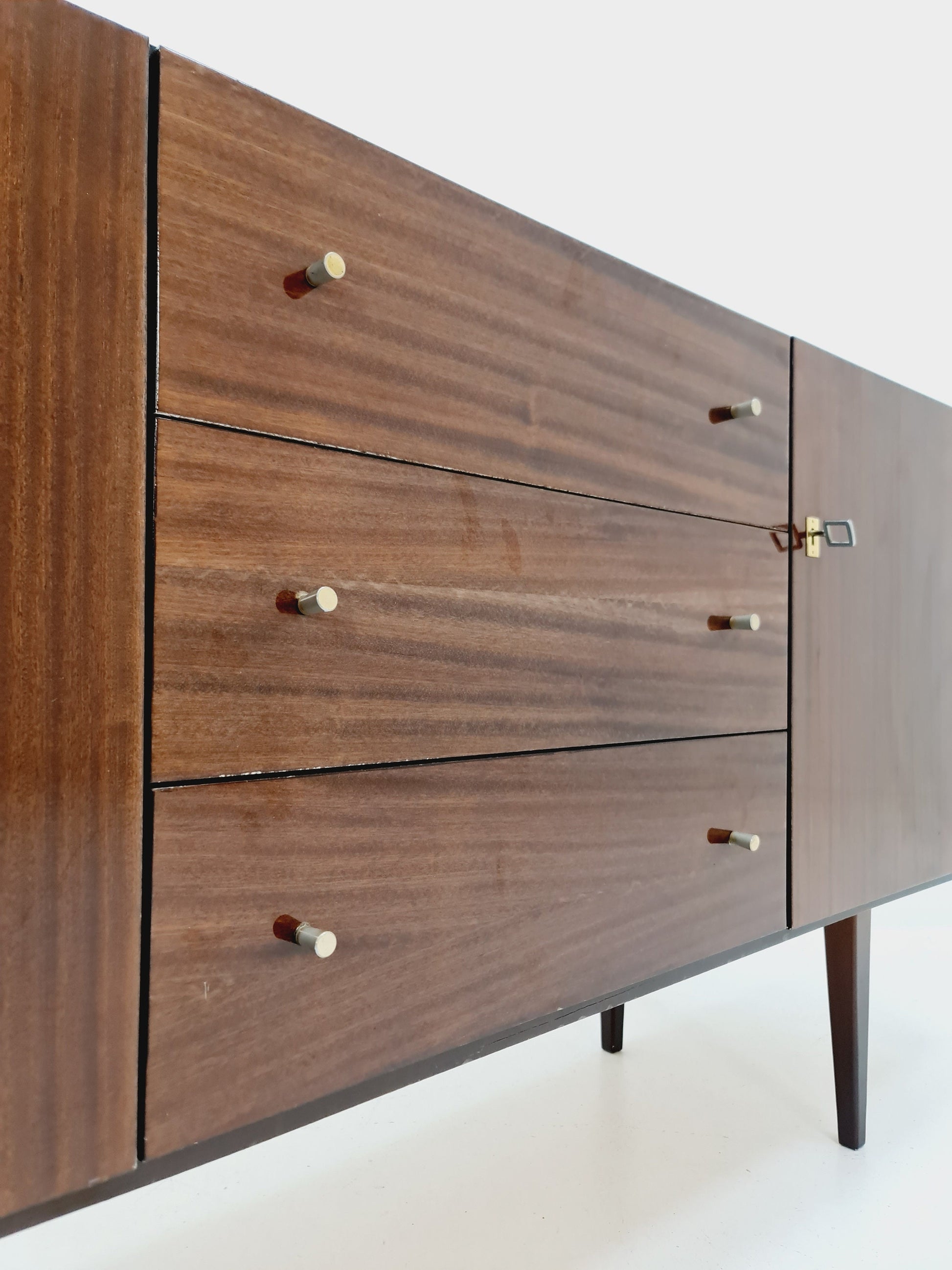 Rare Mid Century Modern German Mahogany sideboard model graz by Mann Möbel, 1950s