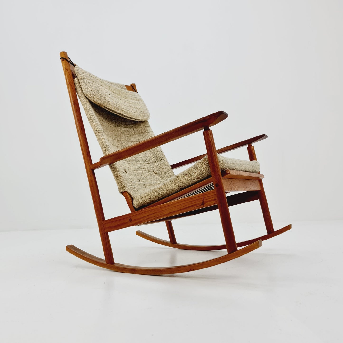 Mid century Scandinavian solid teak Rocking Chair by Hans olsen for Juul Kristensen , 1960s