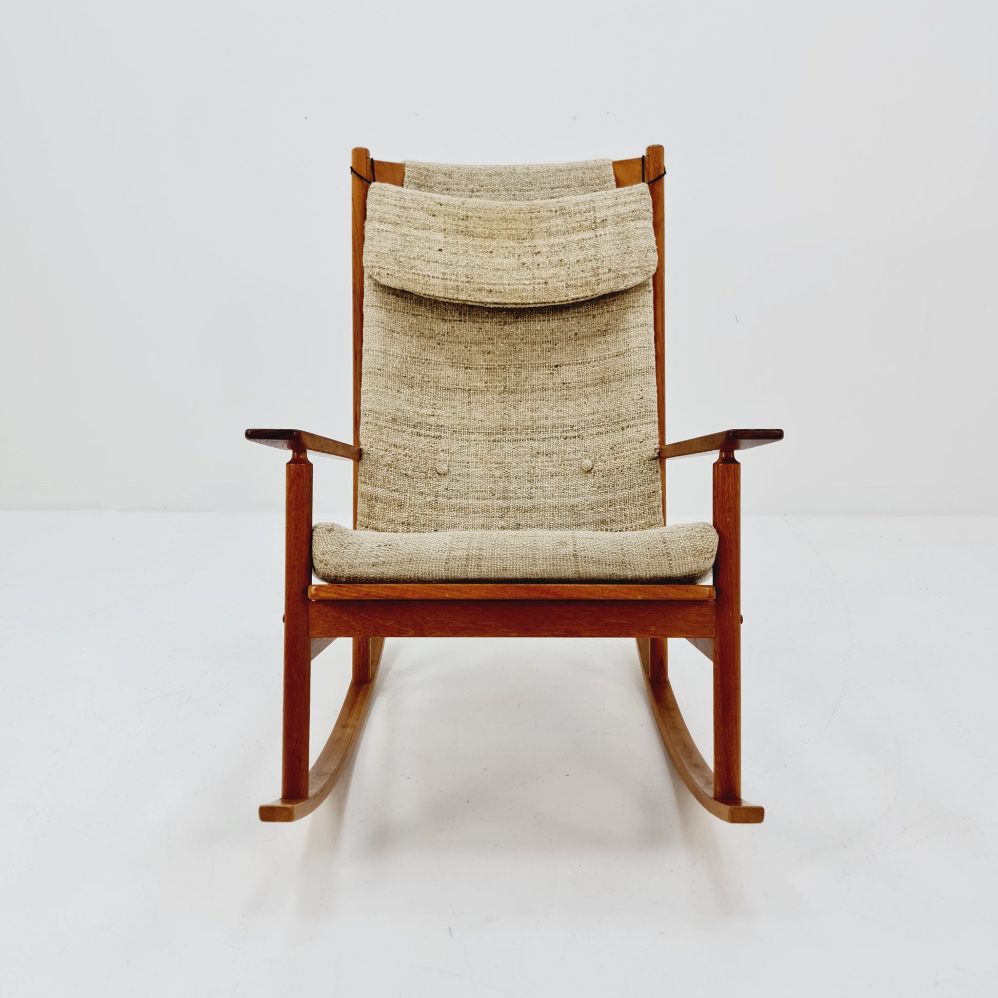 Mid century Scandinavian solid teak Rocking Chair by Hans olsen for Juul Kristensen , 1960s