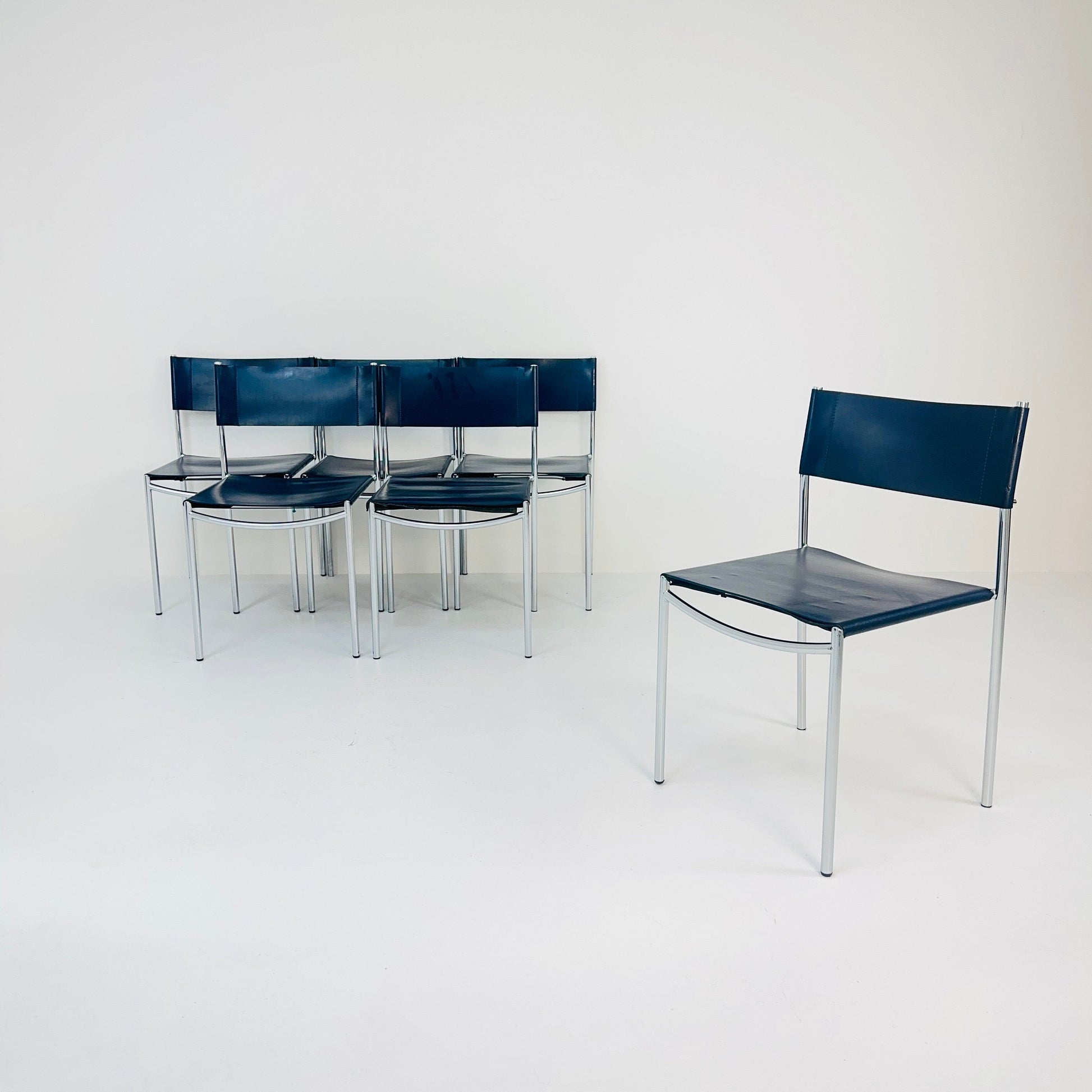 Mid century dining leather chair SE06 by Martin Visser for Frag Italy 1980s