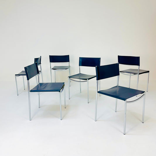 Mid century dining leather chair SE06 by Martin Visser for Frag Italy 1980s