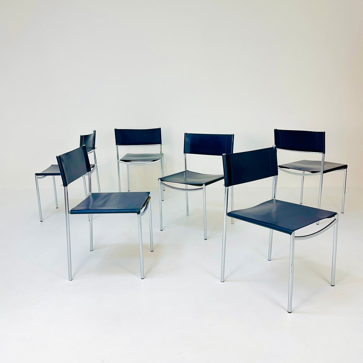 Mid century dining leather chair SE06 by Martin Visser for Frag Italy 1980s