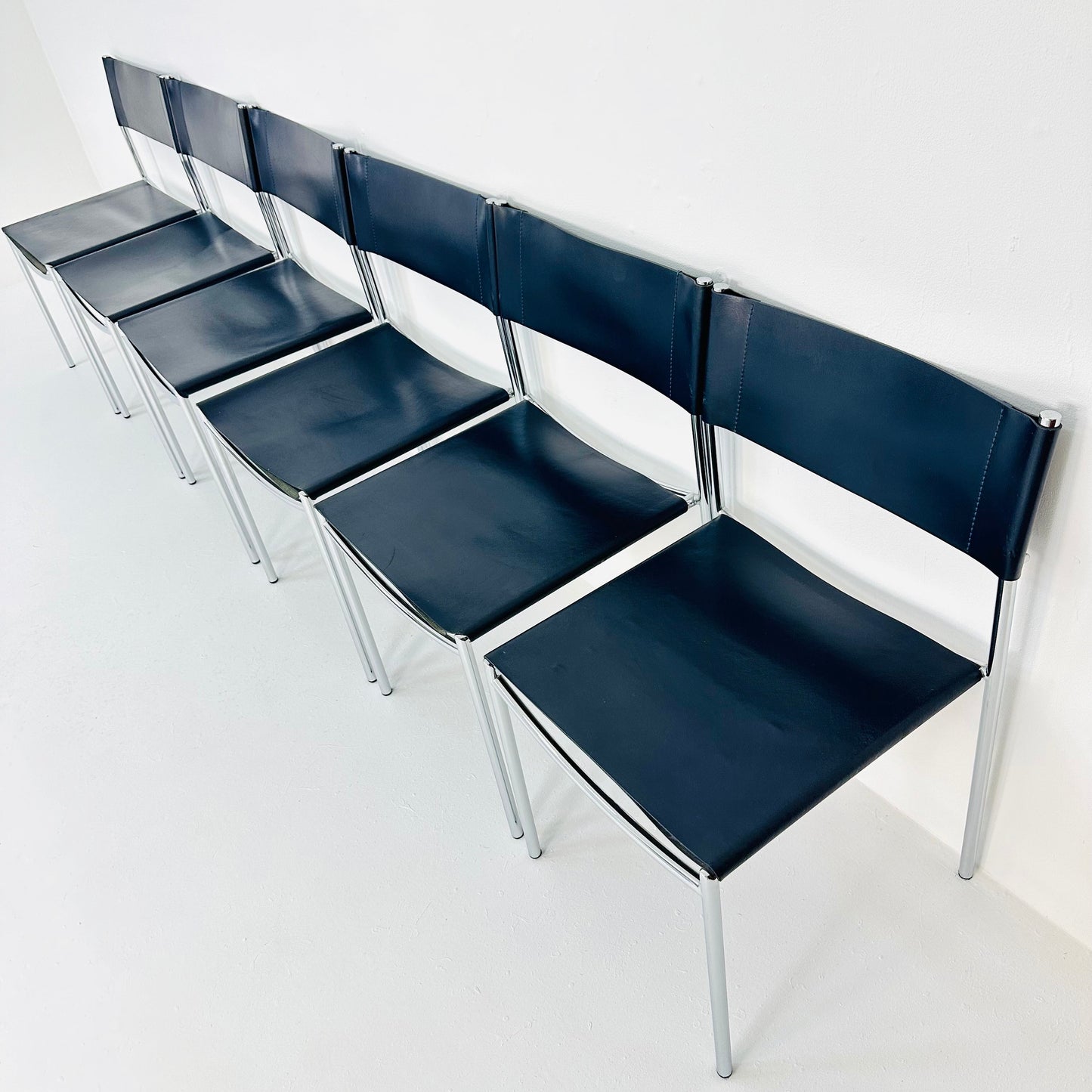 Mid century dining leather chair SE06 by Martin Visser for Frag Italy 1980s