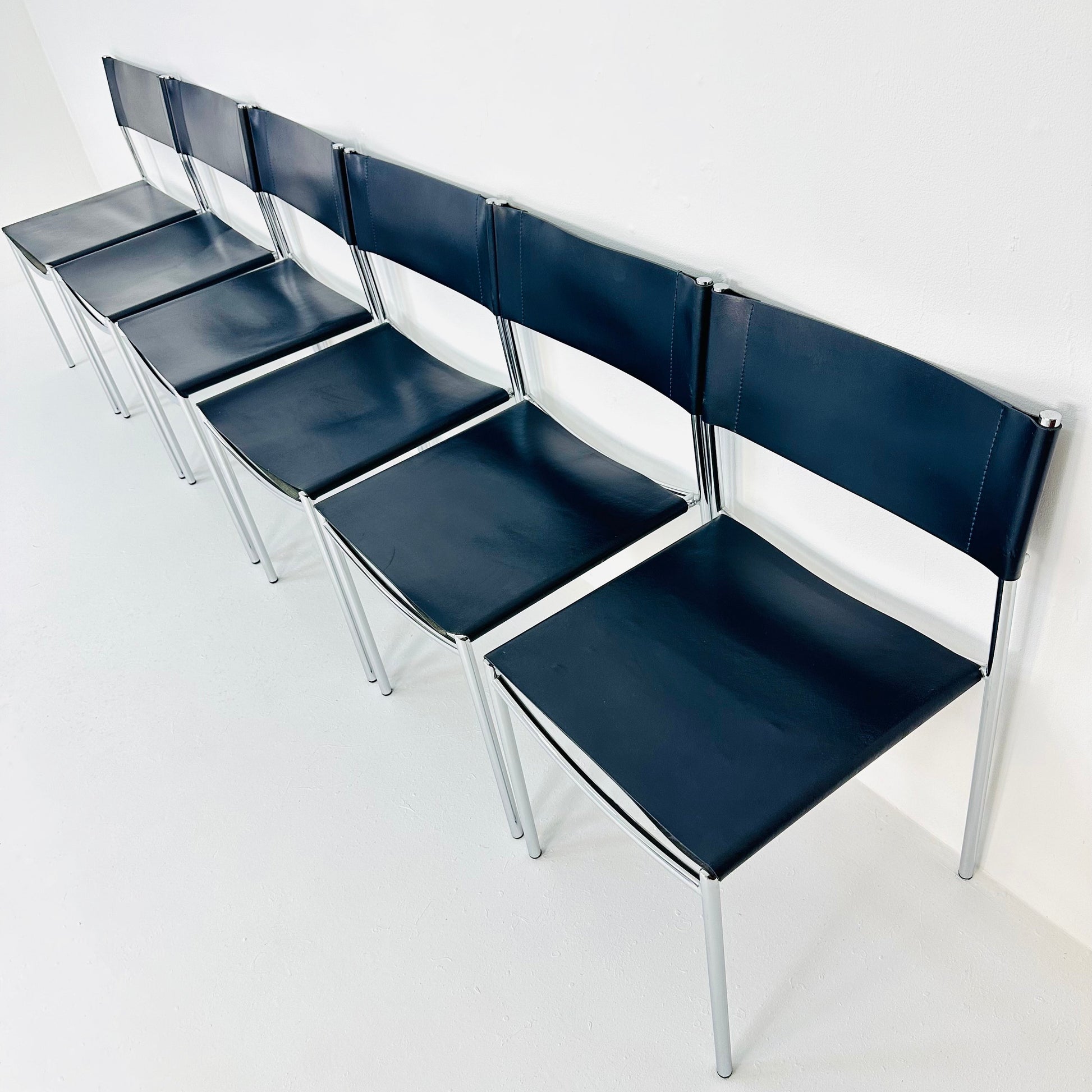 Mid century dining leather chair SE06 by Martin Visser for Frag Italy 1980s