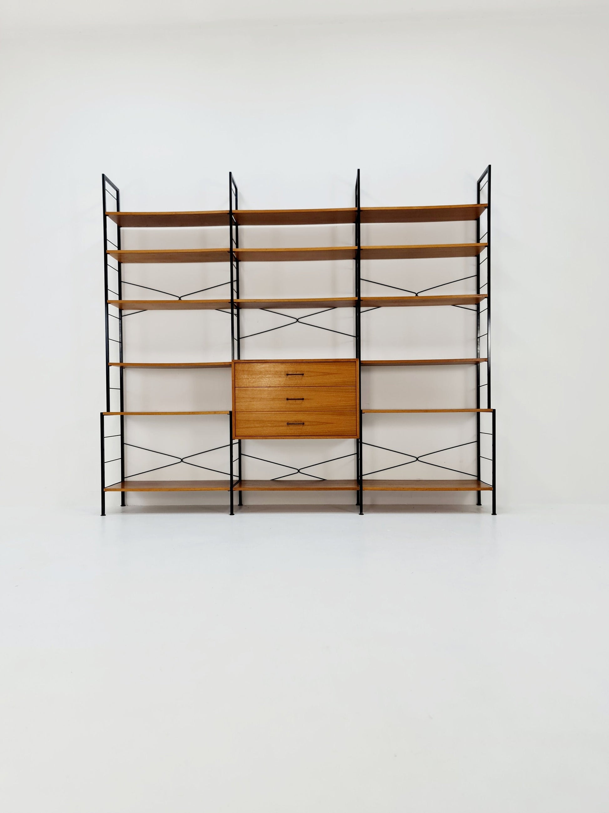 Mid century String shelf-system, bookcase Walnut by WHB Germany, 1950s
