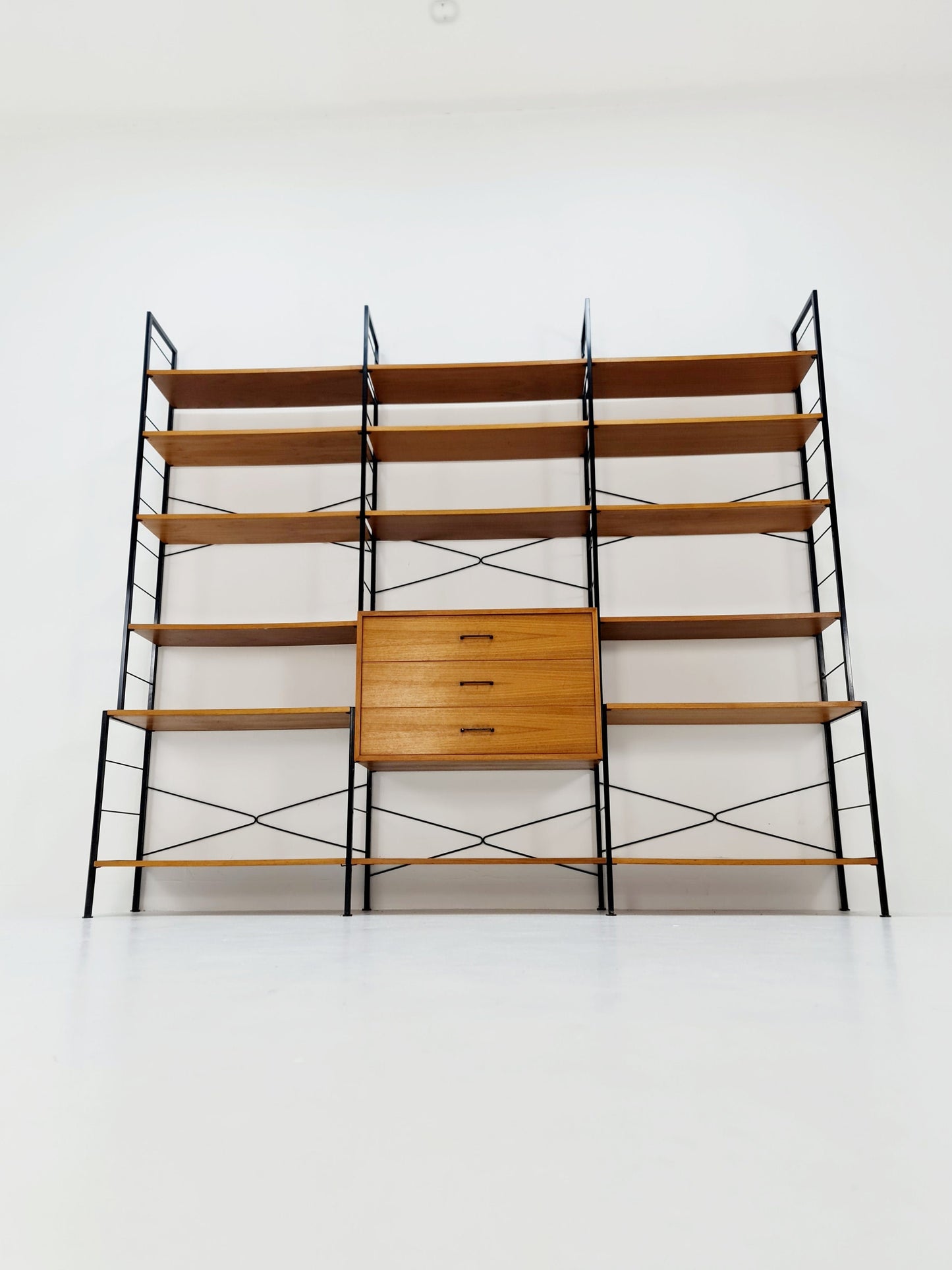 Mid century String shelf-system, bookcase Walnut by WHB Germany, 1950s