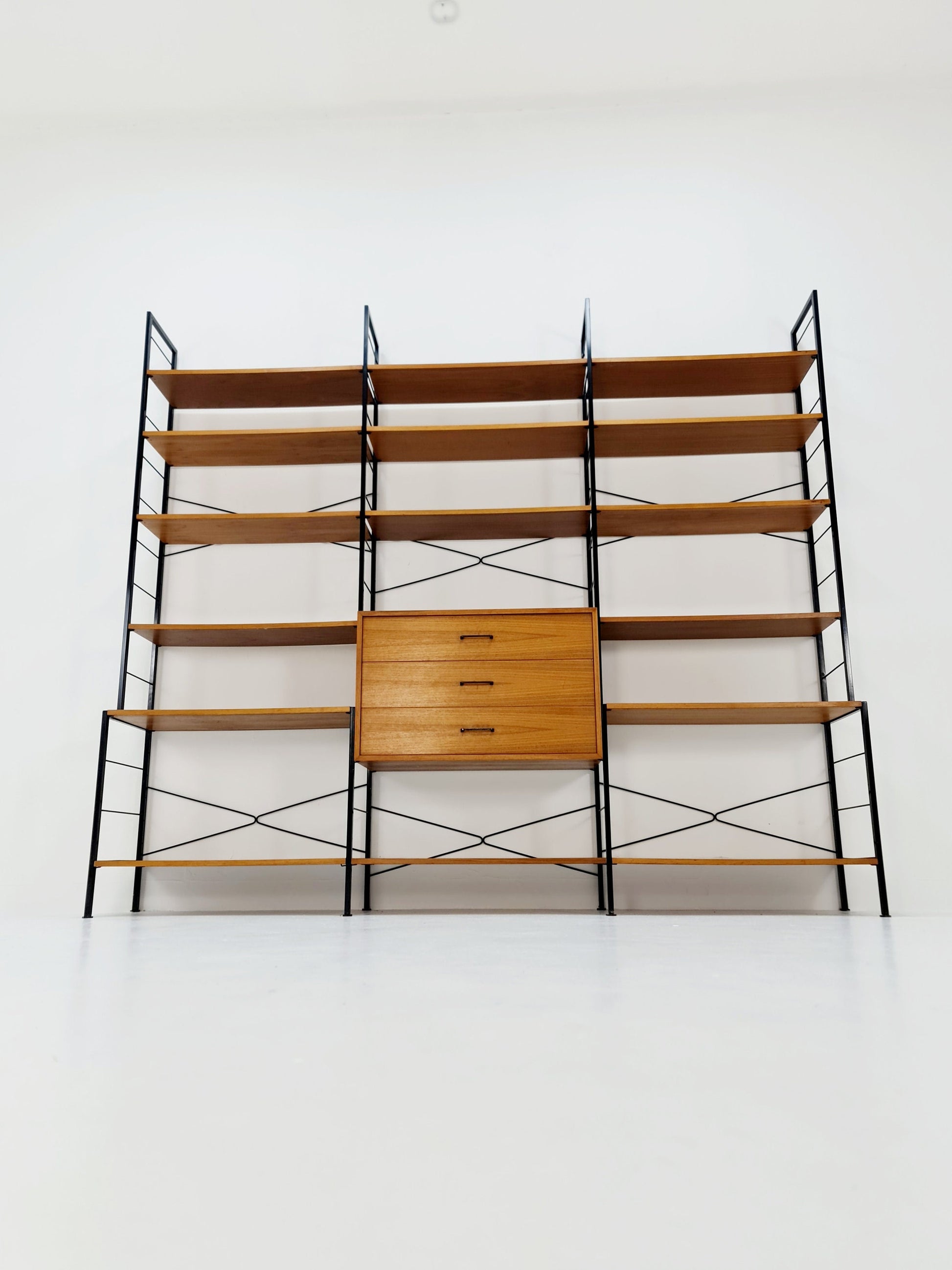 Mid century String shelf-system, bookcase Walnut by WHB Germany, 1950s