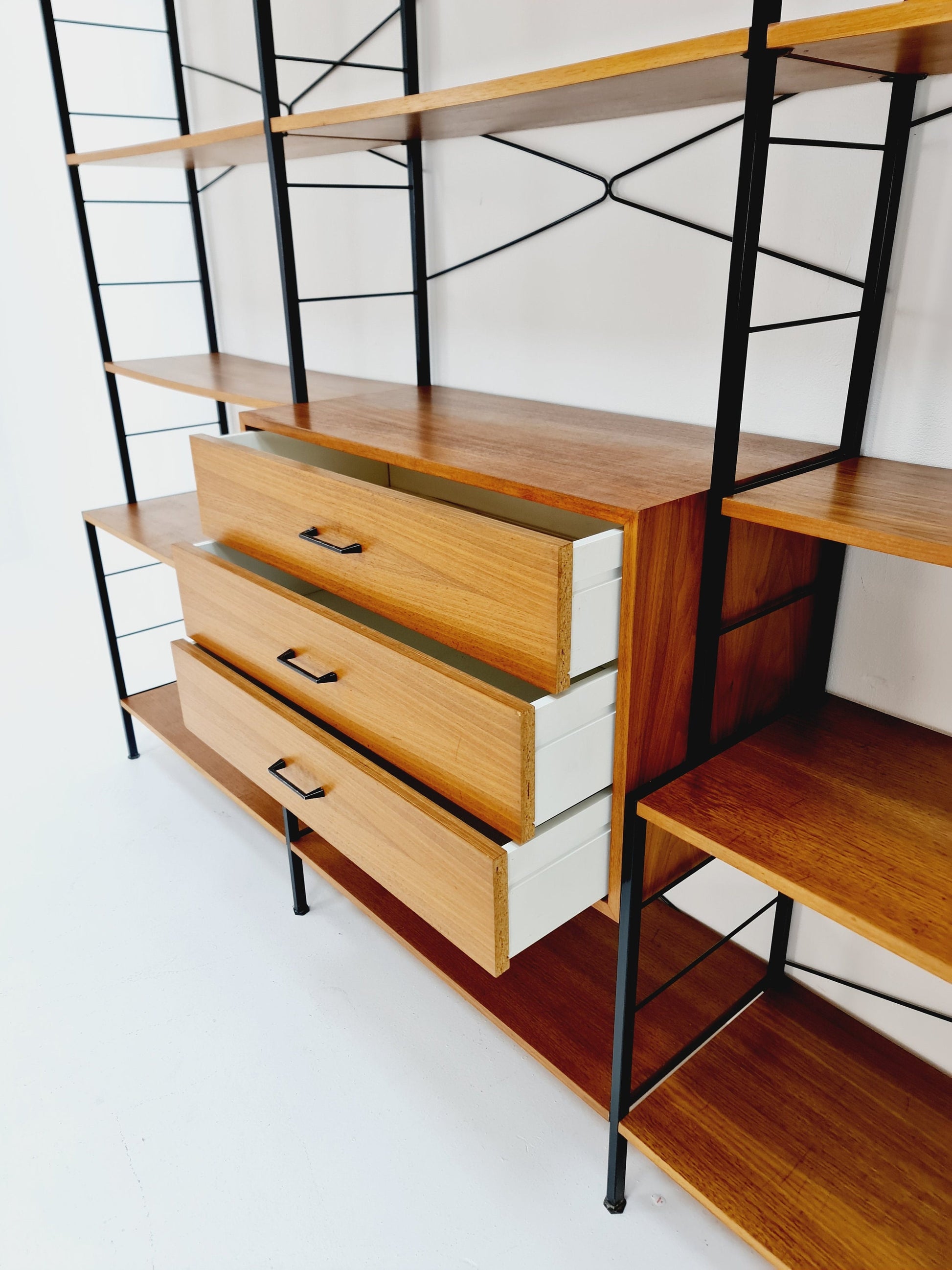 Mid century String shelf-system, bookcase Walnut by WHB Germany, 1950s