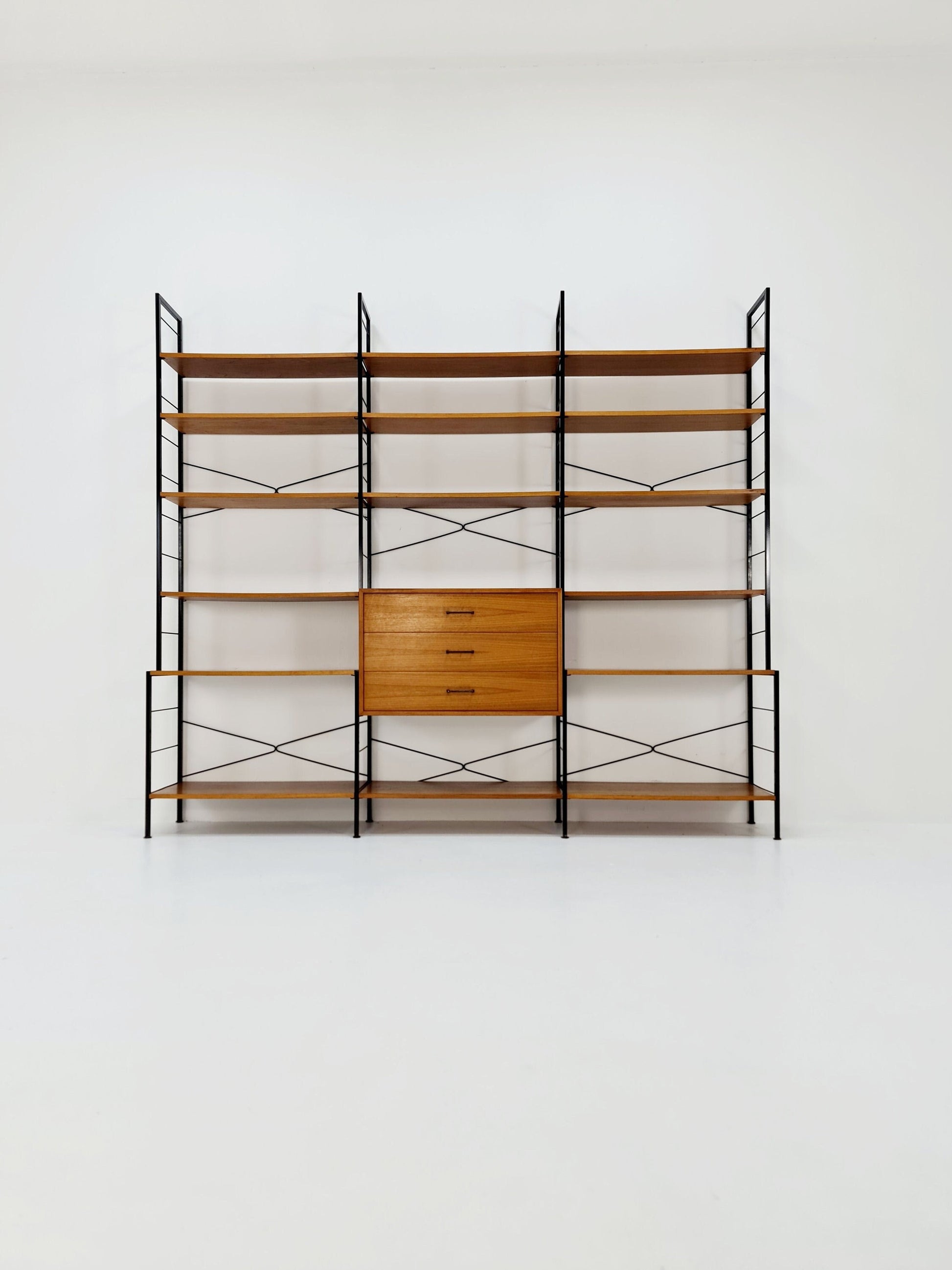 Mid century String shelf-system, bookcase Walnut by WHB Germany, 1950s