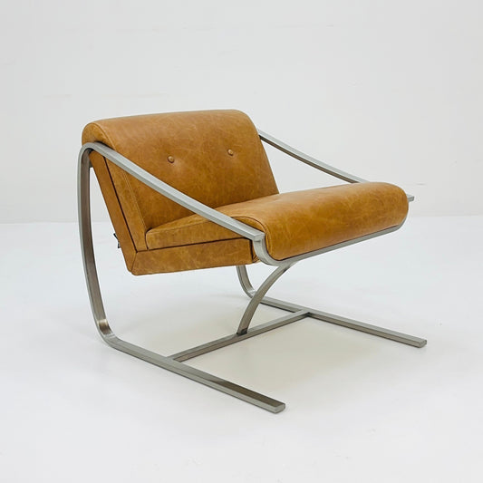 Mid century steel "Plaza" lounge chair by Charles Gibilterra for Brueton.1970s