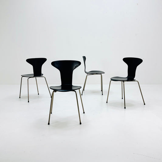 set of 4 mid century Mosquito model 3105 dining chairs by Arne Jacobsen for Fritz Hansen Denmark 1960s