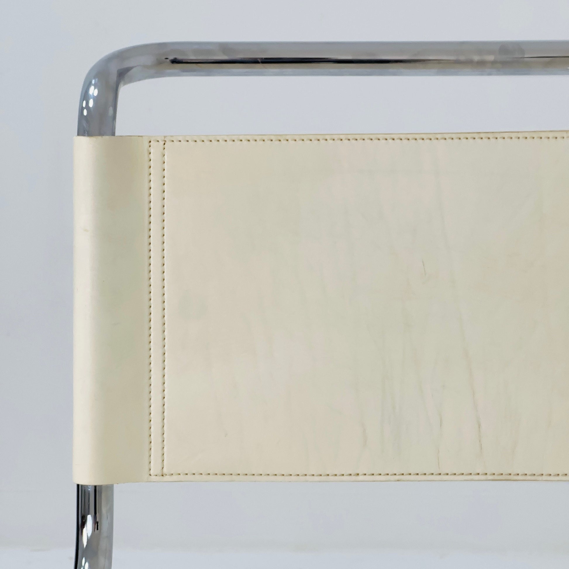 MR10 lounge white leather chair design by Ludwig Mies van der Rohe , 1980s