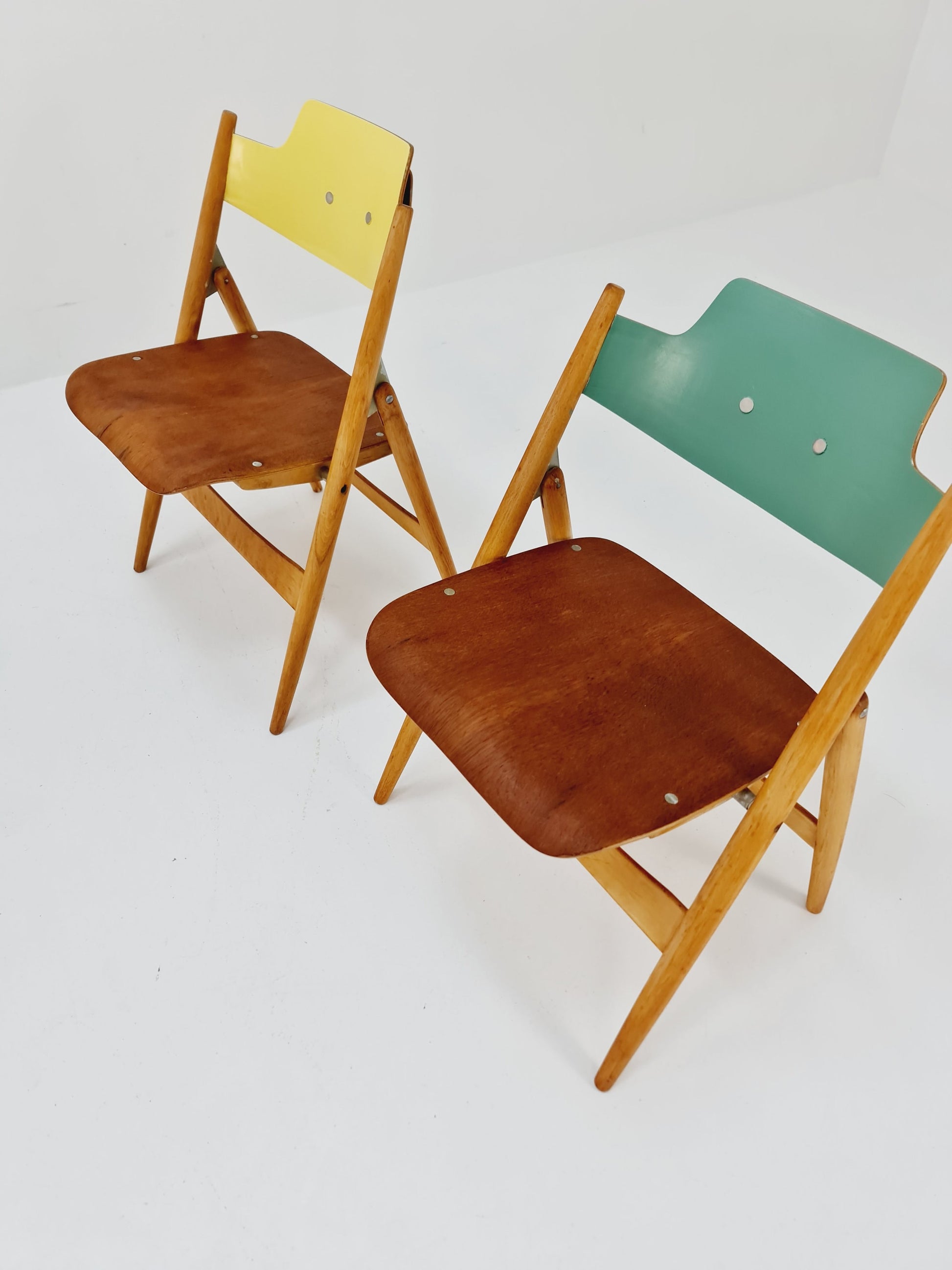 Austrian folding chair model SE18 by Egon Eiermann for Wilde & Spieth, 1950s Set of 4