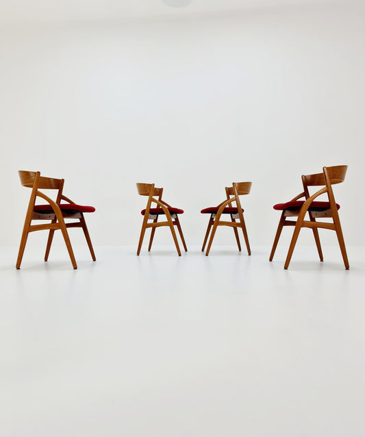 Vintage Danish teak dining charis by johannes Andersen Modell 16 for Uldum Mobelfabrik , 1960s, set of 4