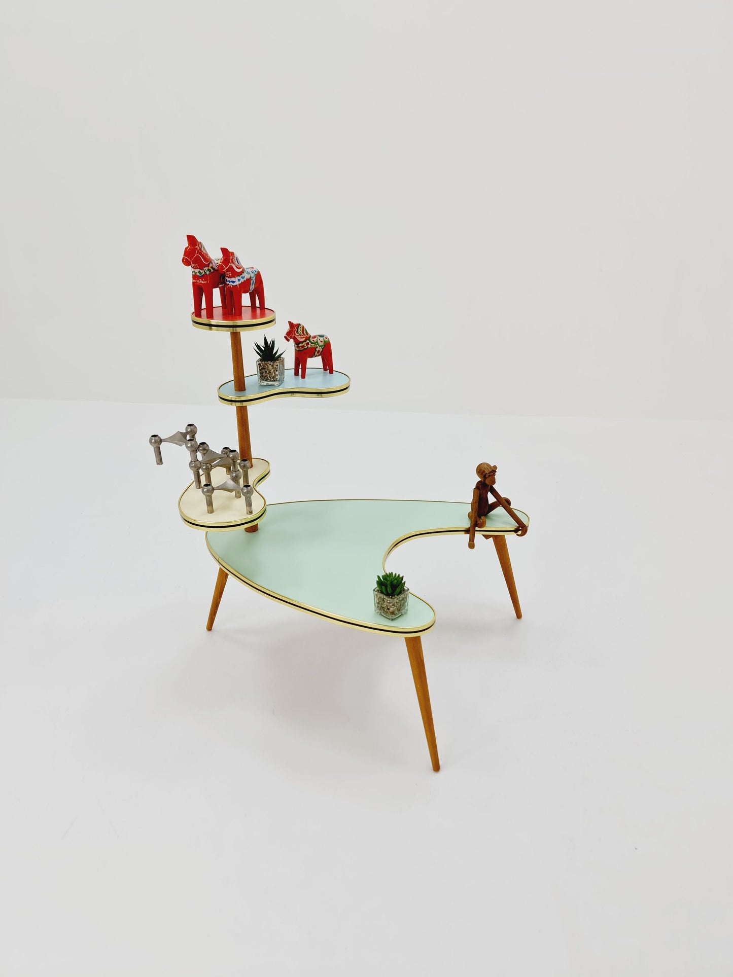 Big 1950s German Plant Stand, Colorful Vintage Mid-Century Minimalist Indoor Plant Stand Side Table Retro flower table