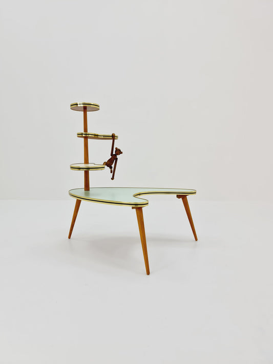 Big 1950s German Plant Stand, Colorful Vintage Mid-Century Minimalist Indoor Plant Stand Side Table Retro flower table