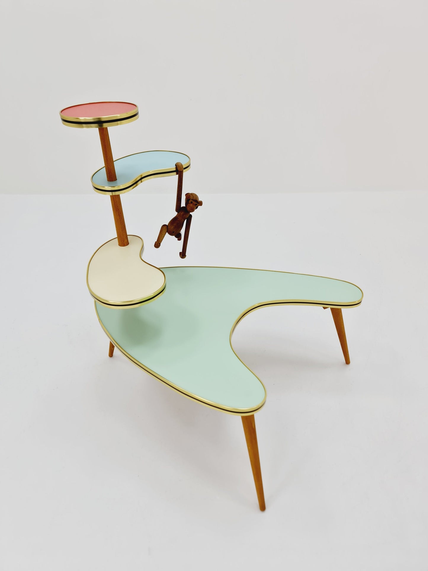 Big 1950s German Plant Stand, Colorful Vintage Mid-Century Minimalist Indoor Plant Stand Side Table Retro flower table