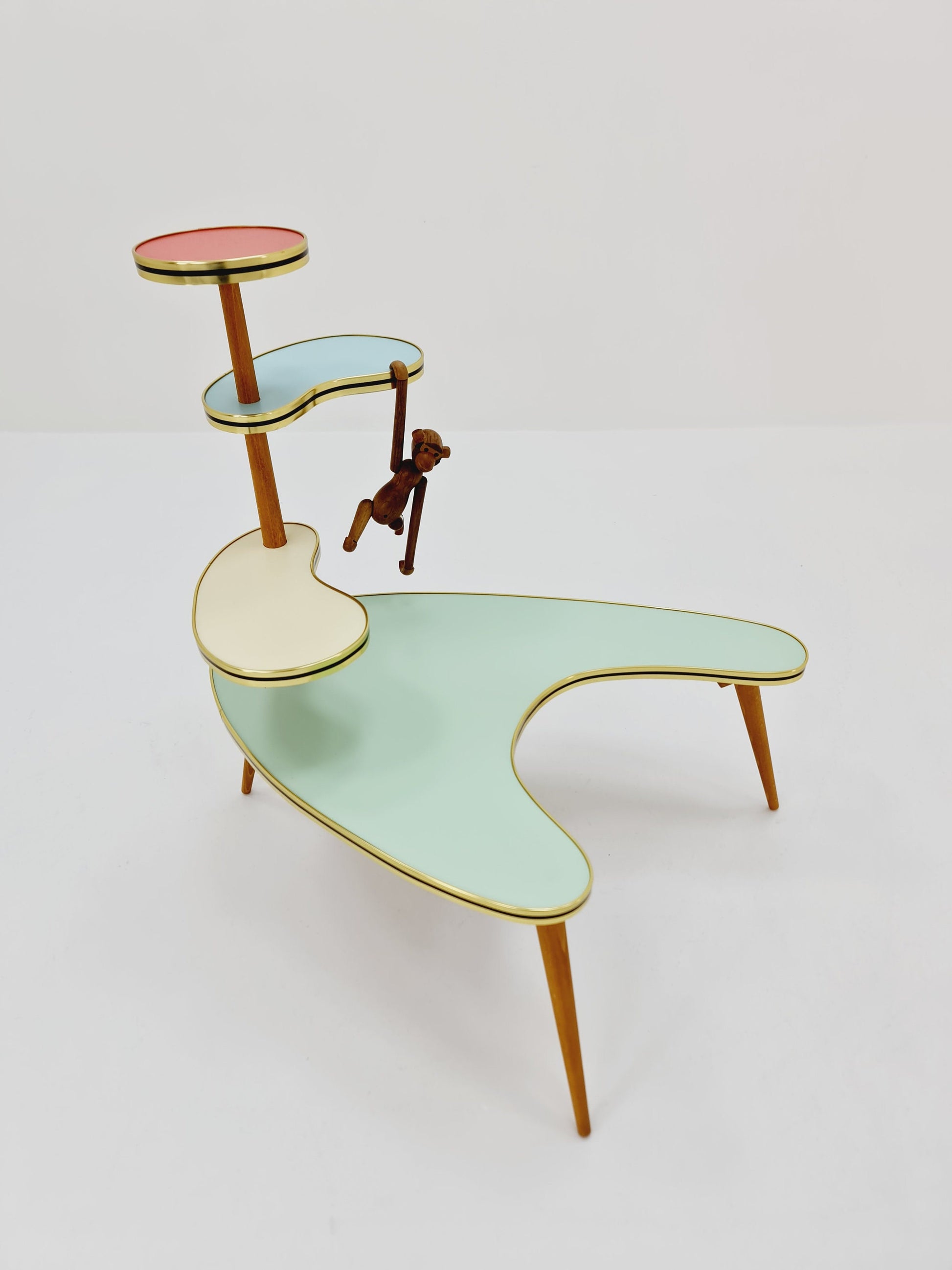Big 1950s German Plant Stand, Colorful Vintage Mid-Century Minimalist Indoor Plant Stand Side Table Retro flower table