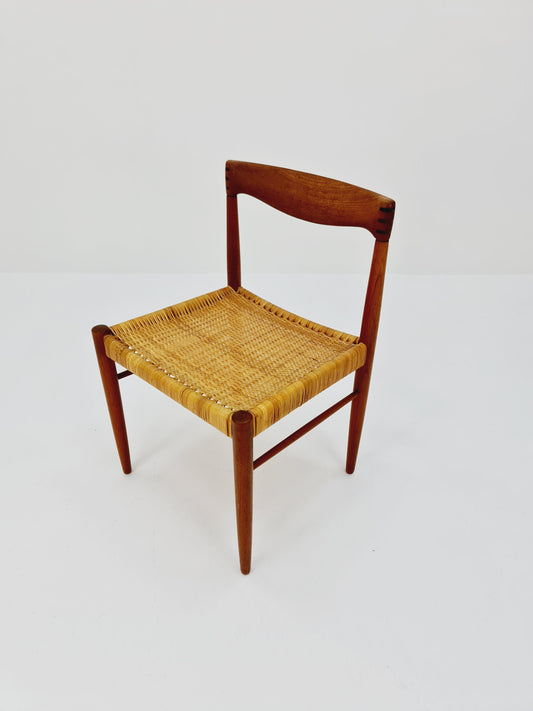 Danish teak & danish Rattan dining chair by H. W. Klein for Bramin, 1960s,