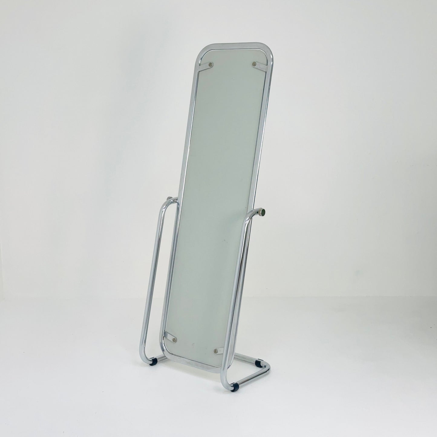 mid century chrome floor mirror 1980s Italy