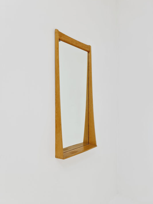 Oak Swedish mid-century Modern wall-mounted mirror By Luxus Sweden 1960s