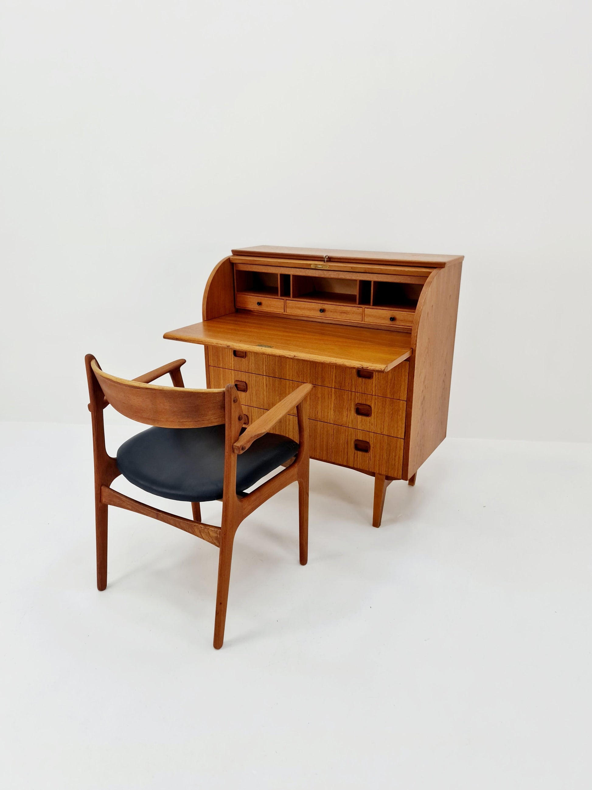 Midcentury vintage Roll-top desk Swedish secretary By Bröderna Gustafsson 1960s