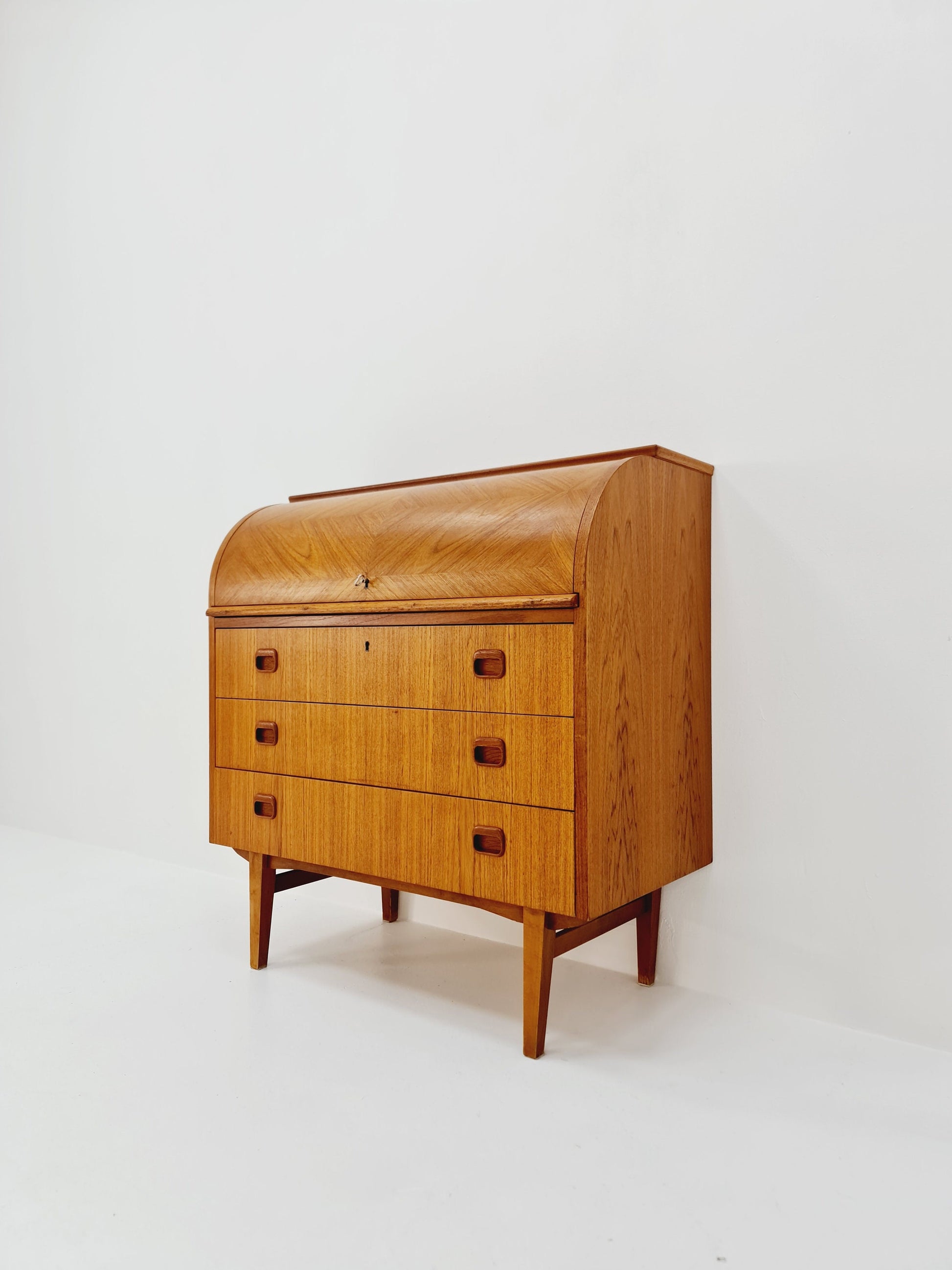 Midcentury vintage Roll-top desk Swedish secretary By Bröderna Gustafsson 1960s