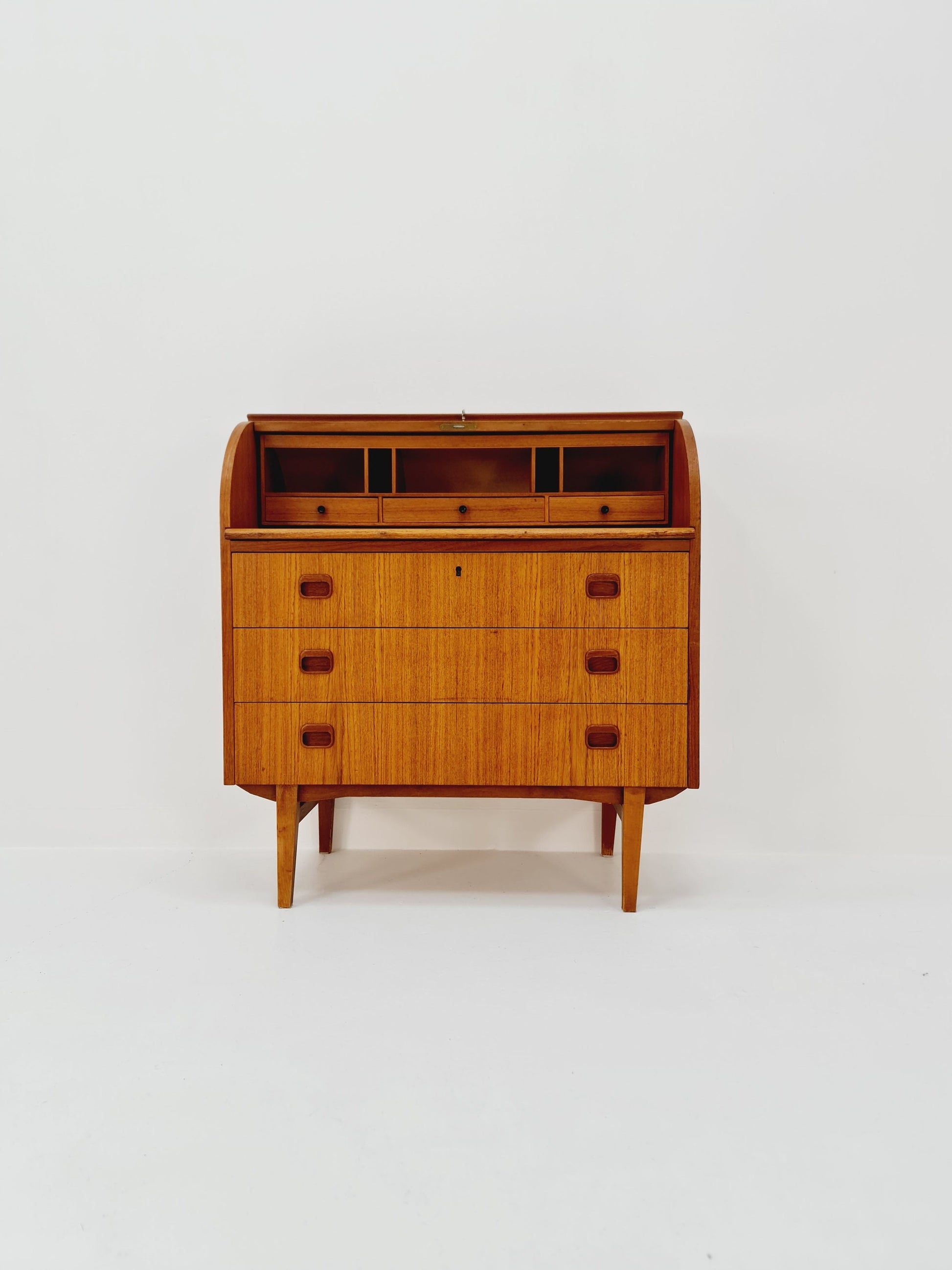 Midcentury vintage Roll-top desk Swedish secretary By Bröderna Gustafsson 1960s