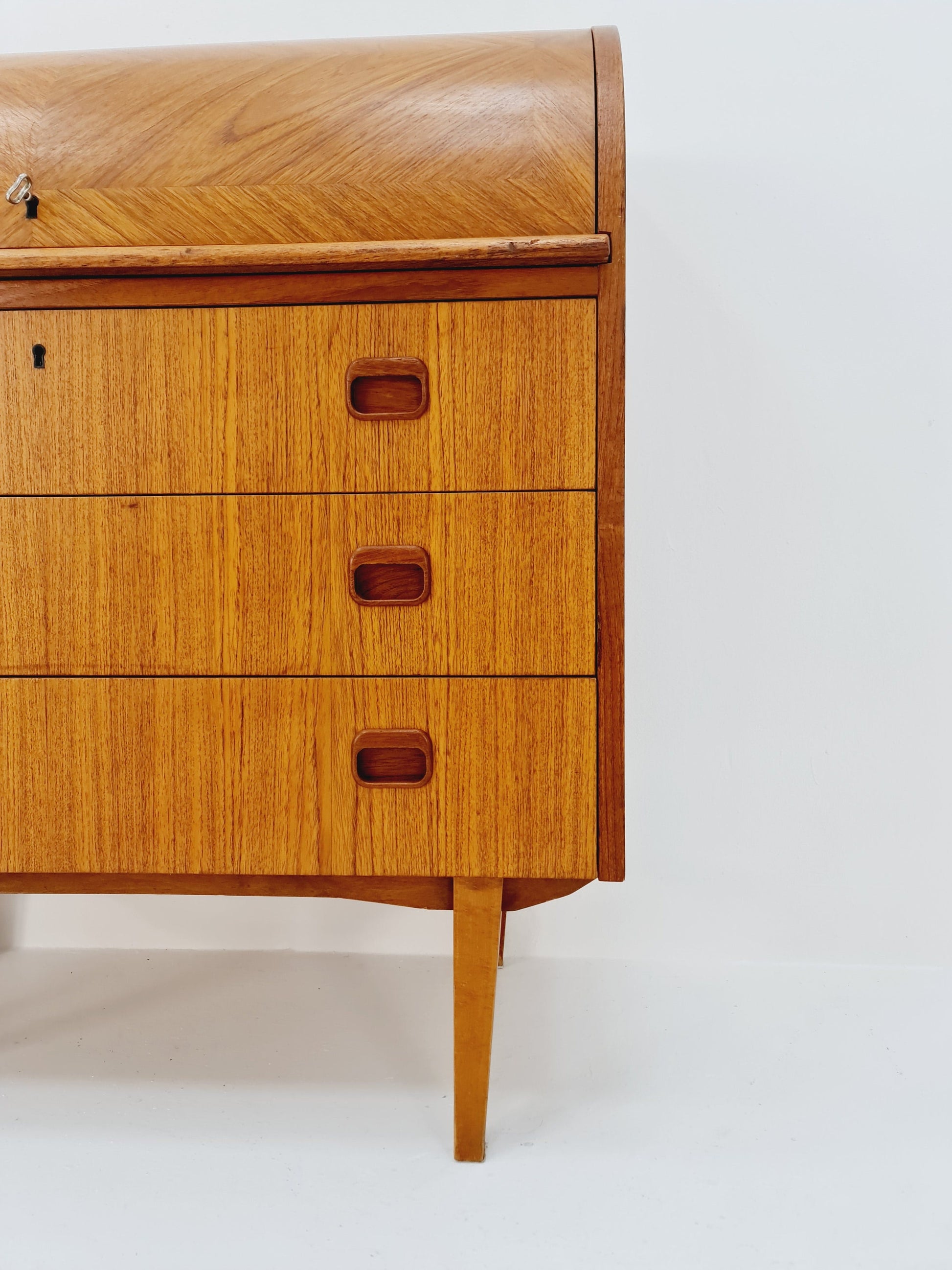 Midcentury vintage Roll-top desk Swedish secretary By Bröderna Gustafsson 1960s