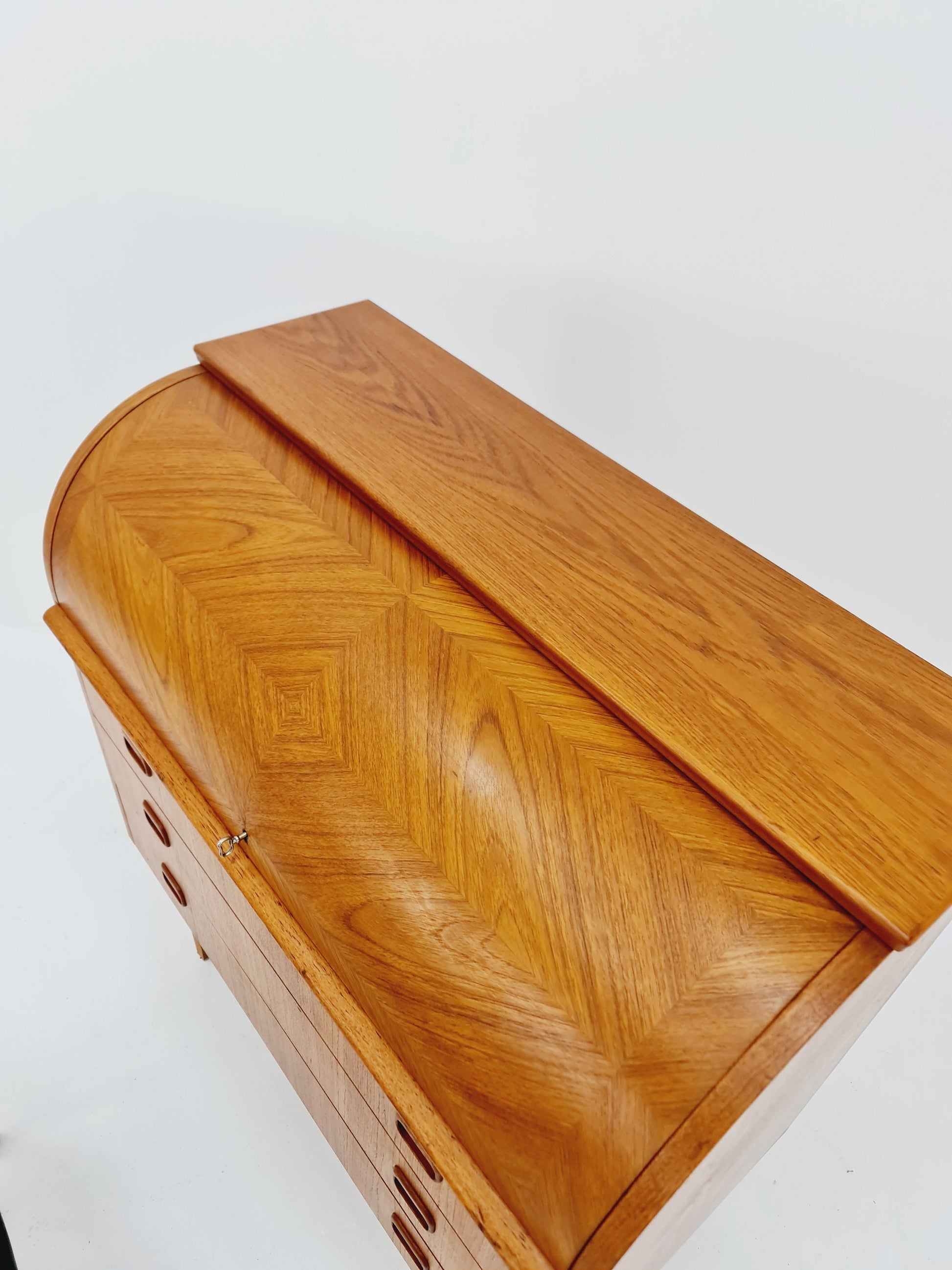 Midcentury vintage Roll-top desk Swedish secretary By Bröderna Gustafsson 1960s