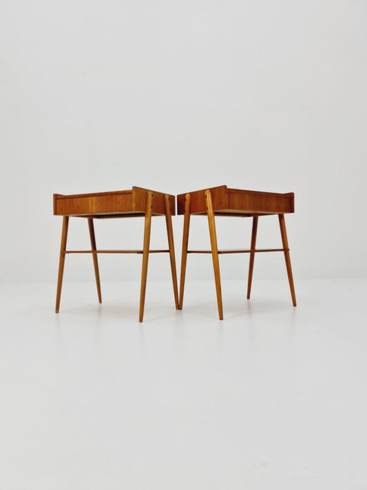Pair of Swedish Midcentury Teak Vintage Side table/ Bedside table/ Night stand by Carlström & Co, 1960s