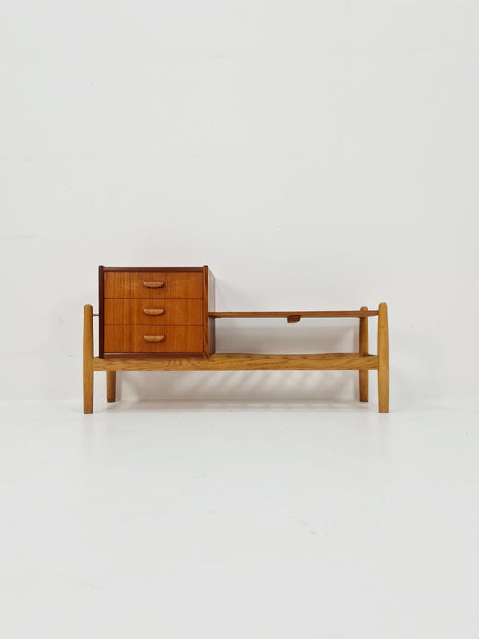 Danish teak & oak telefon table/ hallway table Arne wahl Iversen, 1960s