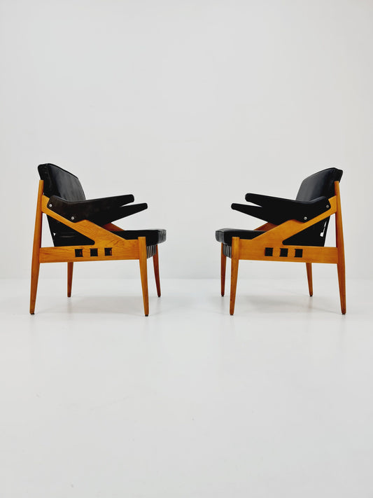 Mid century easy lounge chairs by Egon Eiermann For Wilde & spieth, 1950s, Set of 2