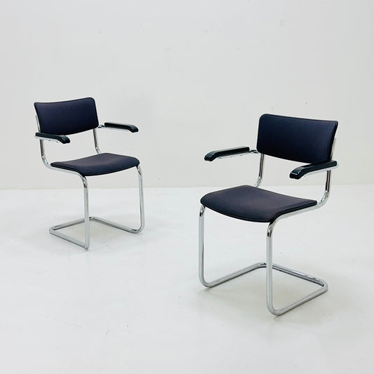Mid century Bauhaus design armchair designed by mart stam for Thonet 1980s Germany