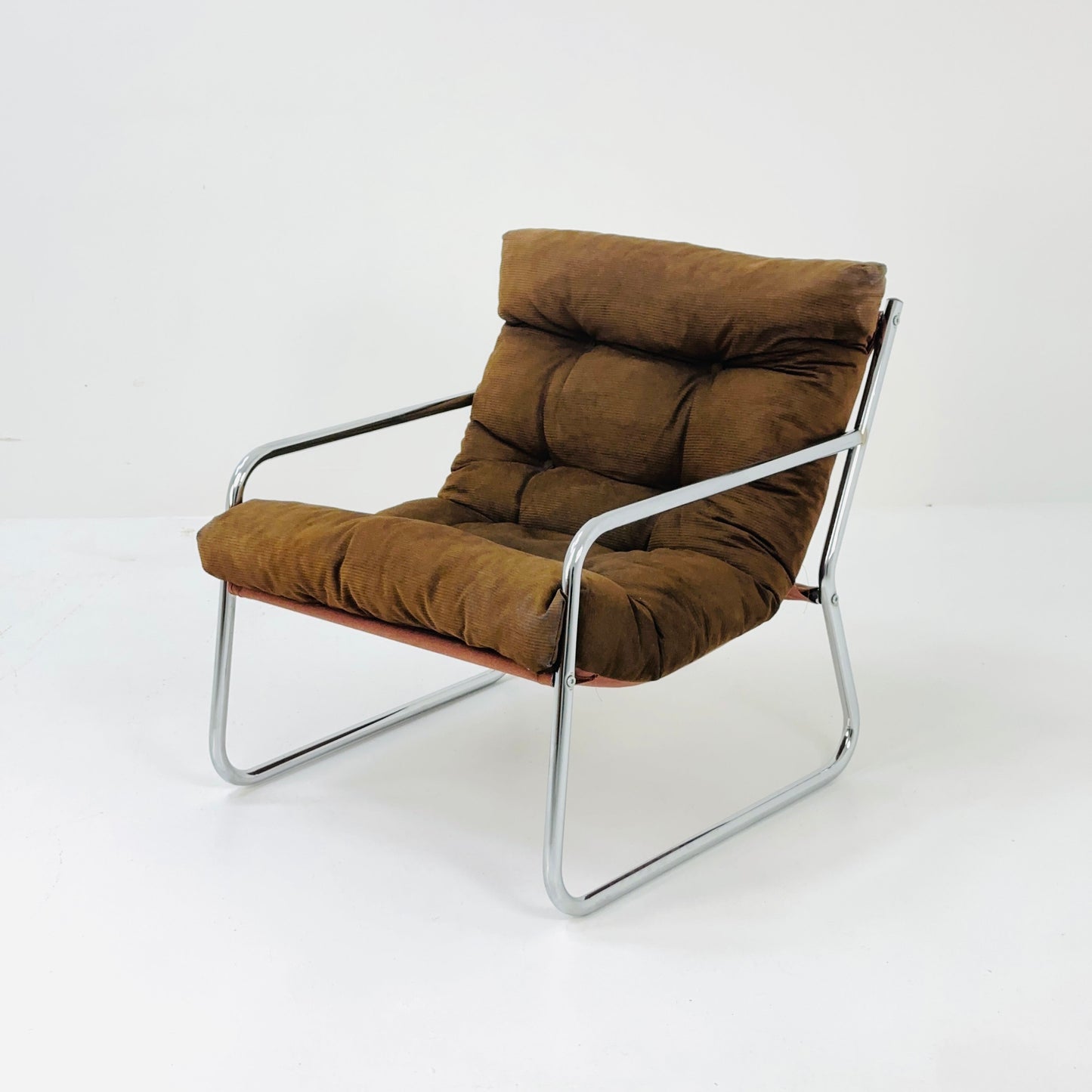 Brown velvet Vintage lounge chair "Pixi" by Gillis Lundgren for Ikea, 1970s