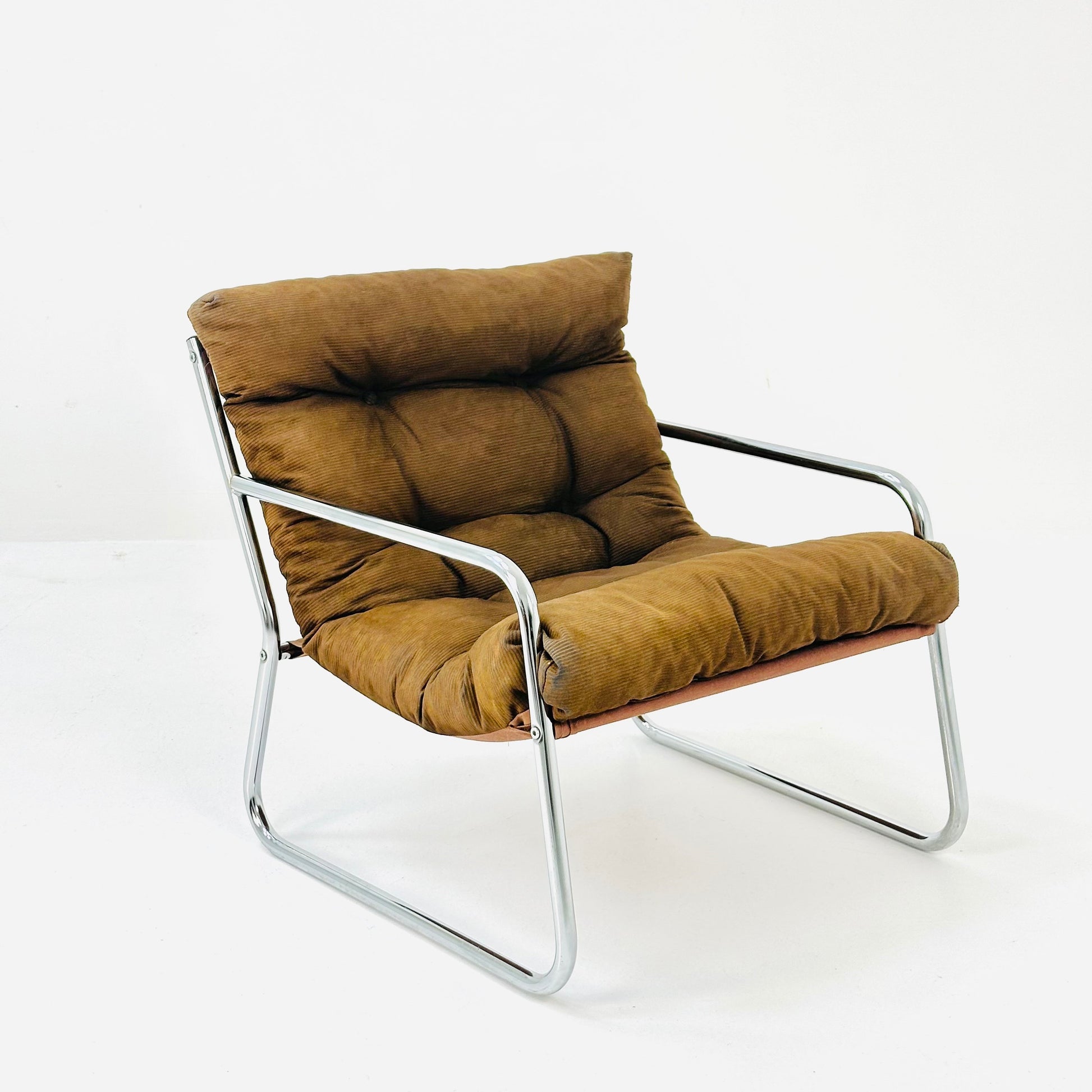 Brown velvet Vintage lounge chair "Pixi" by Gillis Lundgren for Ikea, 1970s