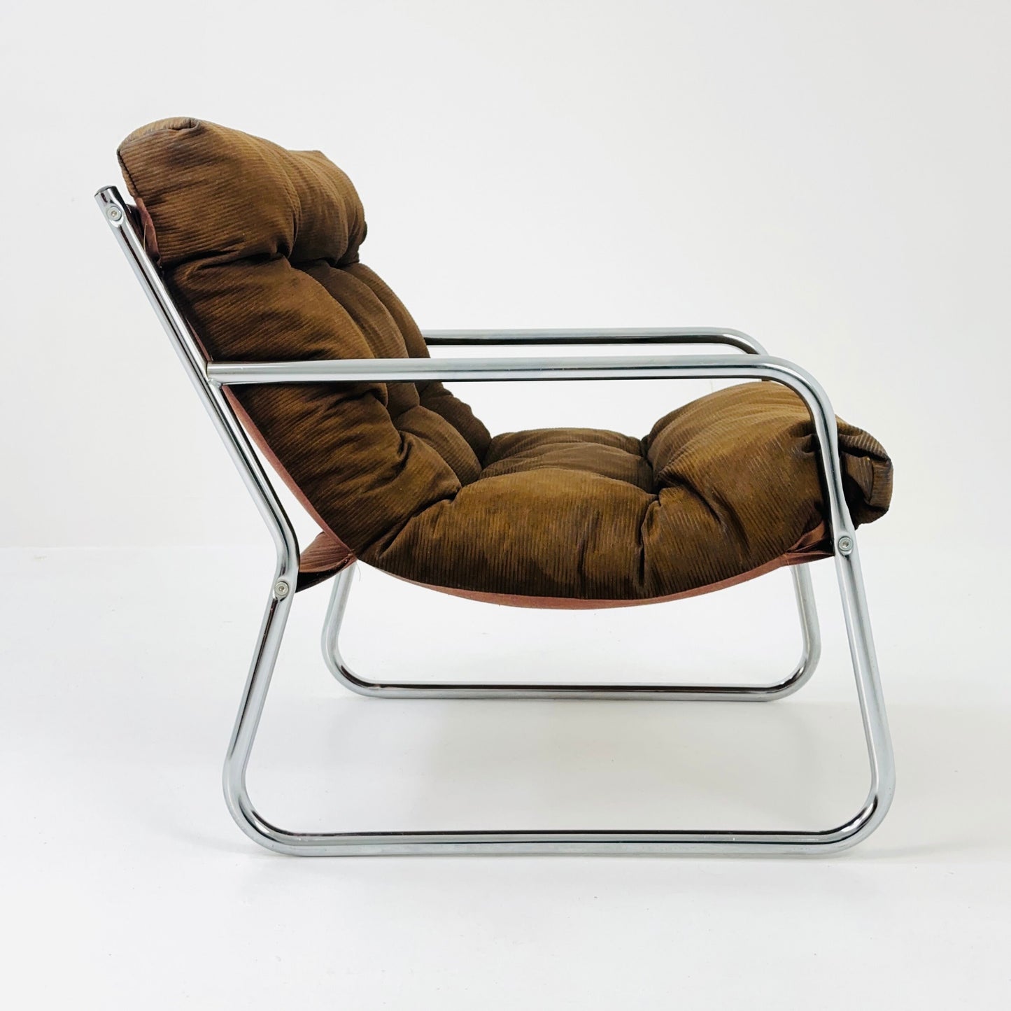 Brown velvet Vintage lounge chair "Pixi" by Gillis Lundgren for Ikea, 1970s