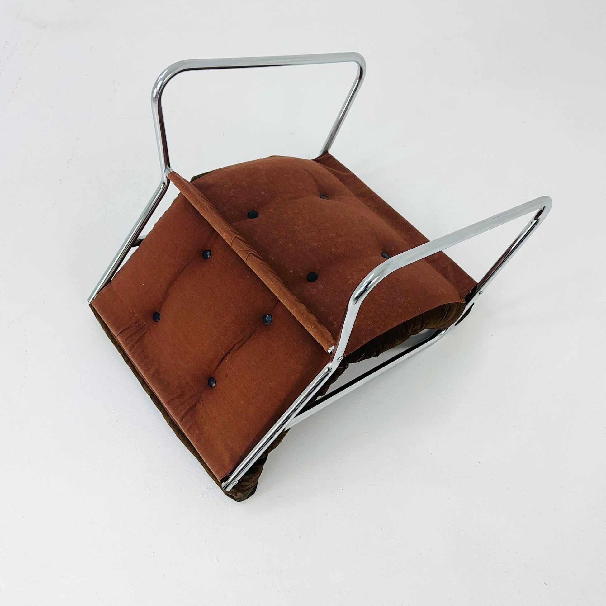 Brown velvet Vintage lounge chair "Pixi" by Gillis Lundgren for Ikea, 1970s