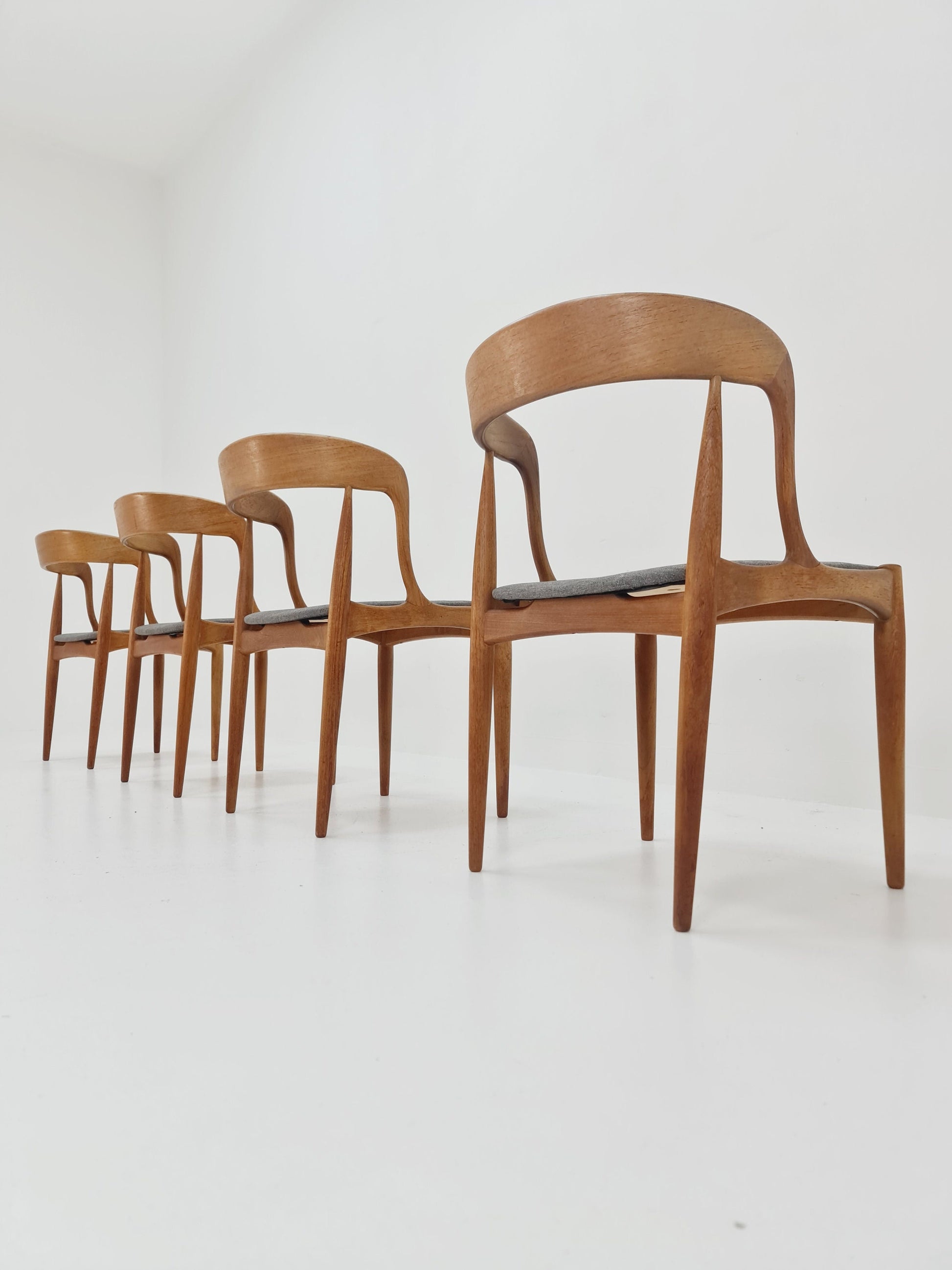 Vintage Danish teak dining charis by johannes Andersen for Uldum Mobelfabrik , 1960s, set of 4